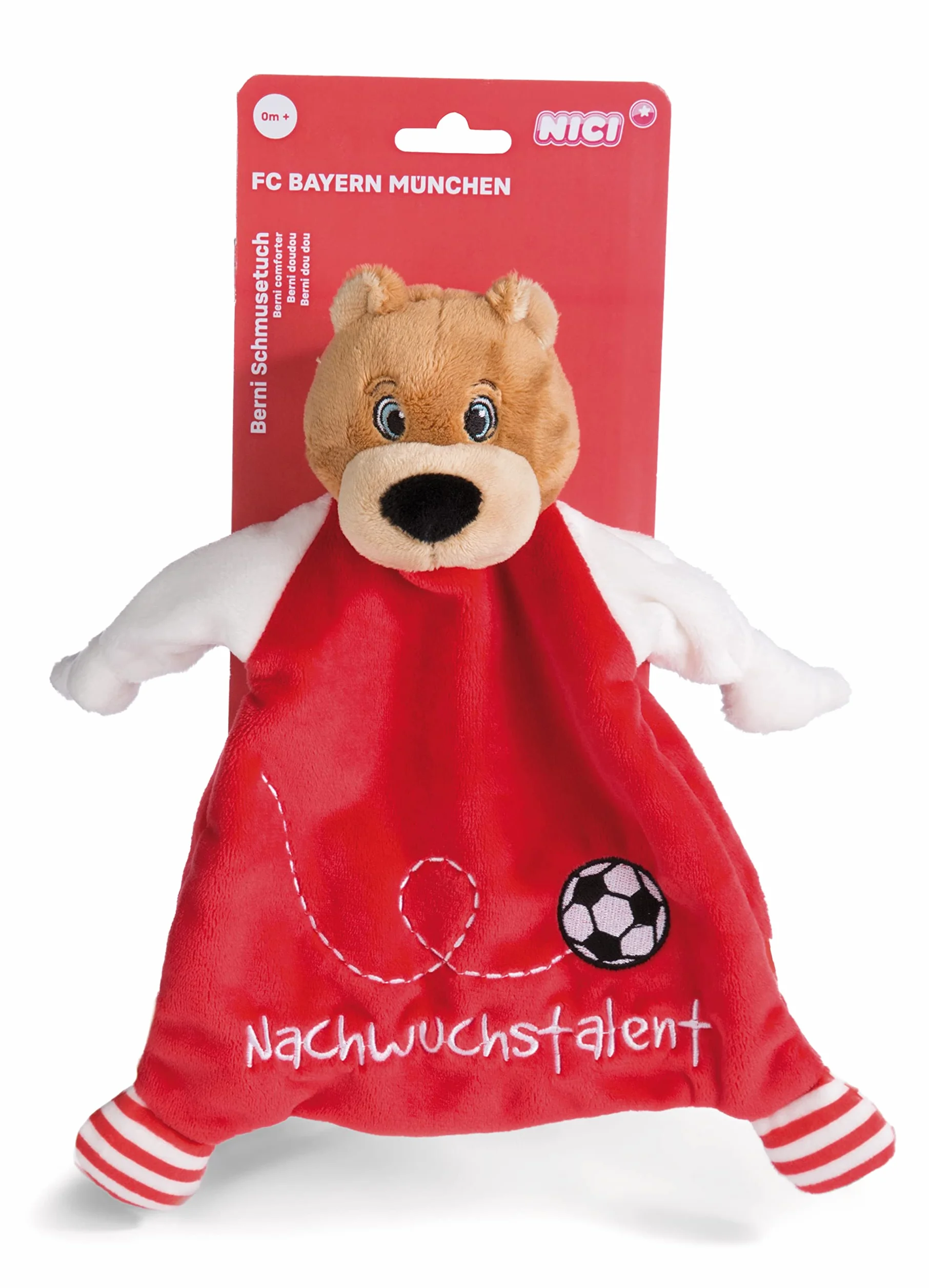 NICI Chusteczka przytulanka FC Bayern Miś Berni 25x25cm czerwona