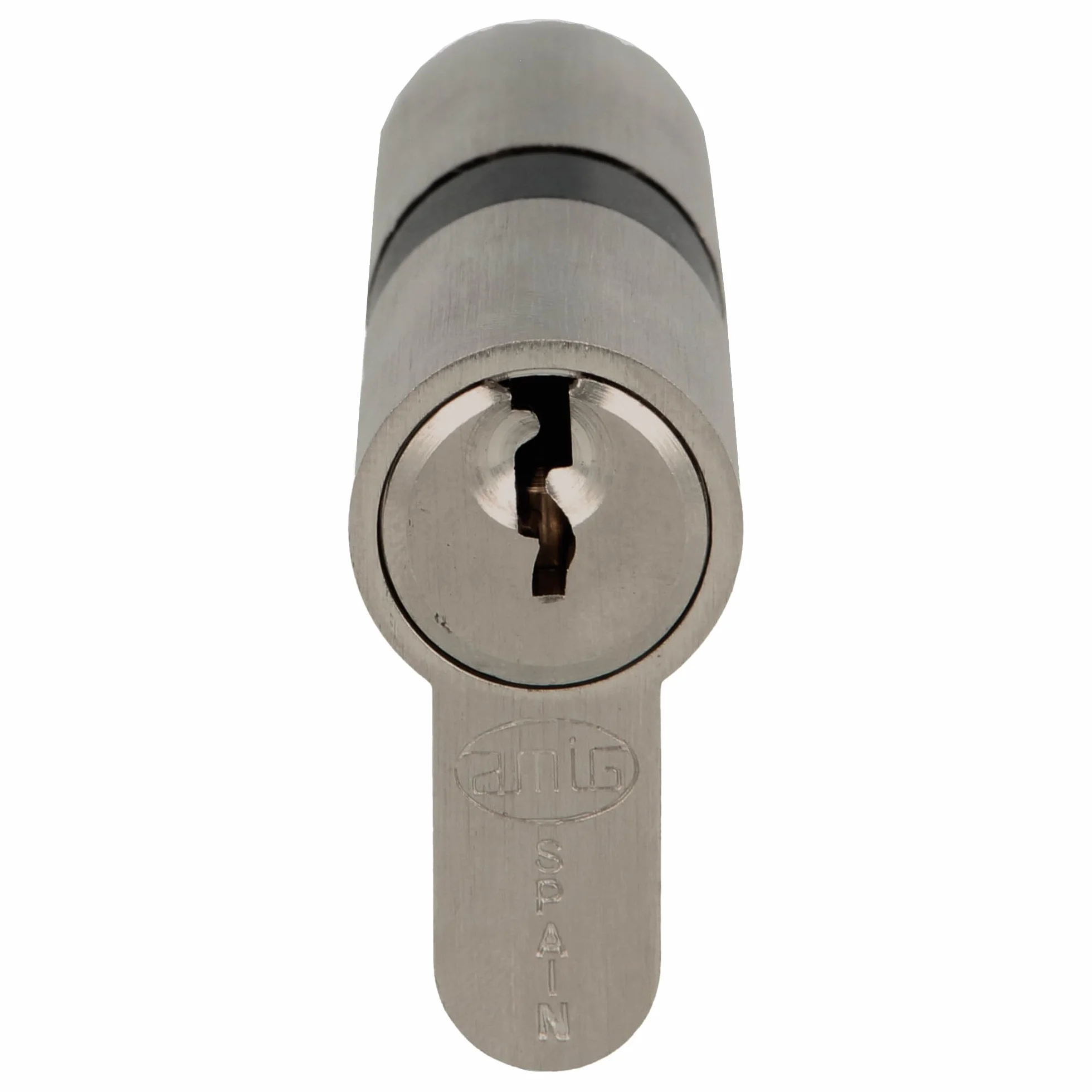AMIG - Cylinder bezpieczeństwa do drzwi drewnianych - rozmiar 85 (30-55) mm - 5 kołków - ochrona przed wierceniem - trzpień 15 mm - w zestawie 3 klucze mosiężne - chromowane matowe wykończenie