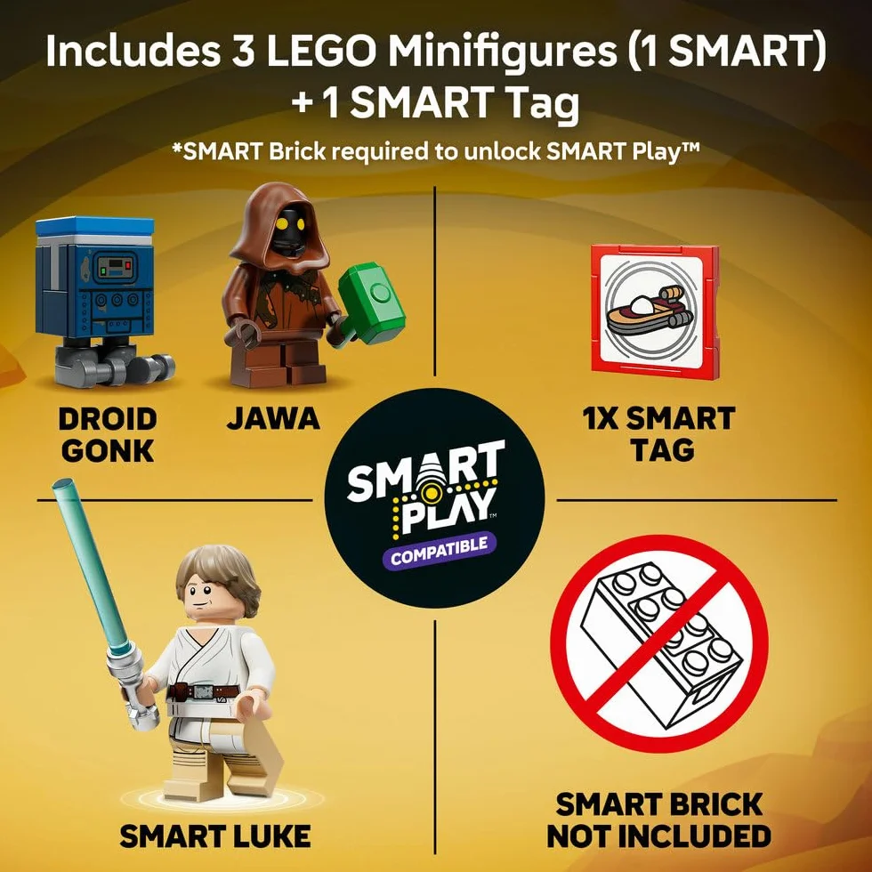 LEGO Star Wars 75420 SMART Play: Śmigacz Luke'a, interaktywna zabawka dla dziecka, zestaw kompatybilny z 1 x SMART Tagiem i minifigurką Luke'a Skywalkera - prezent dla dzieci od 6 lat i fanów