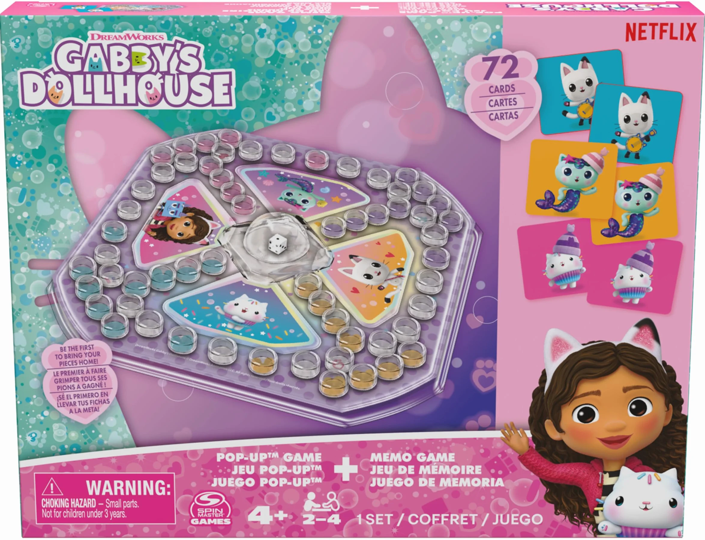 Gabby's Dollhouse Sorry Pop Up i Memo gra zestaw 2 gry, 72 karty, od 4 lat