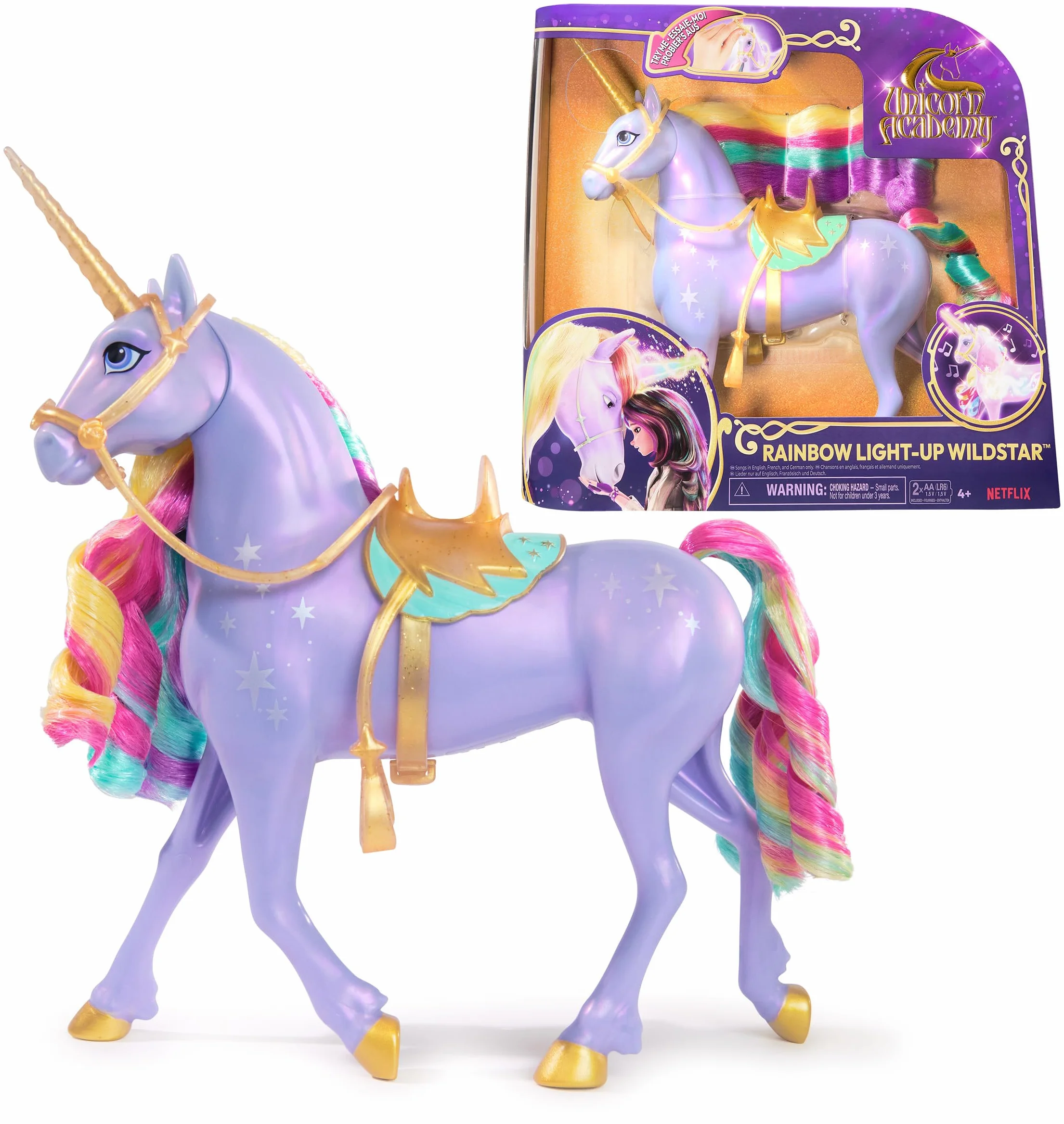 Unicorn Academy - The School of Unicorns - Wildstar Function Unicorn 28 Cm - Interaktywny jednorożec Dźwięki, piosenki i światła - Zabawki inspirowane Unicorns School Series - Zabawka dla dzieci od 4