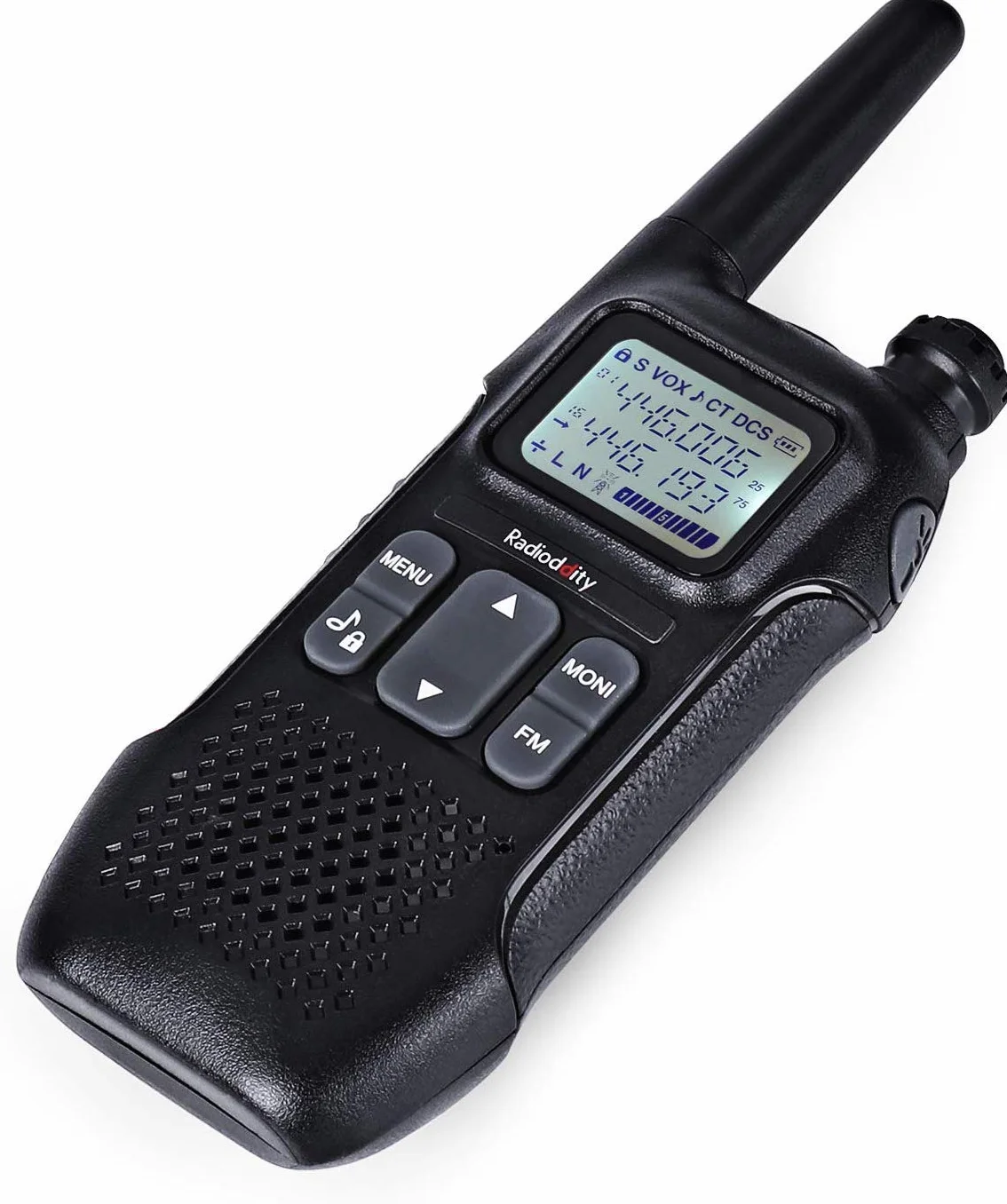 Radioddity PR-T1 PMR446 zestaw 2 krótkofalówek z wyświetlaczem LCD, Walkie Talkie, zasięg 4 km, 16 kanałów, bez licencji, akumulator, do aktywności na świeżym powietrzu, na kemping