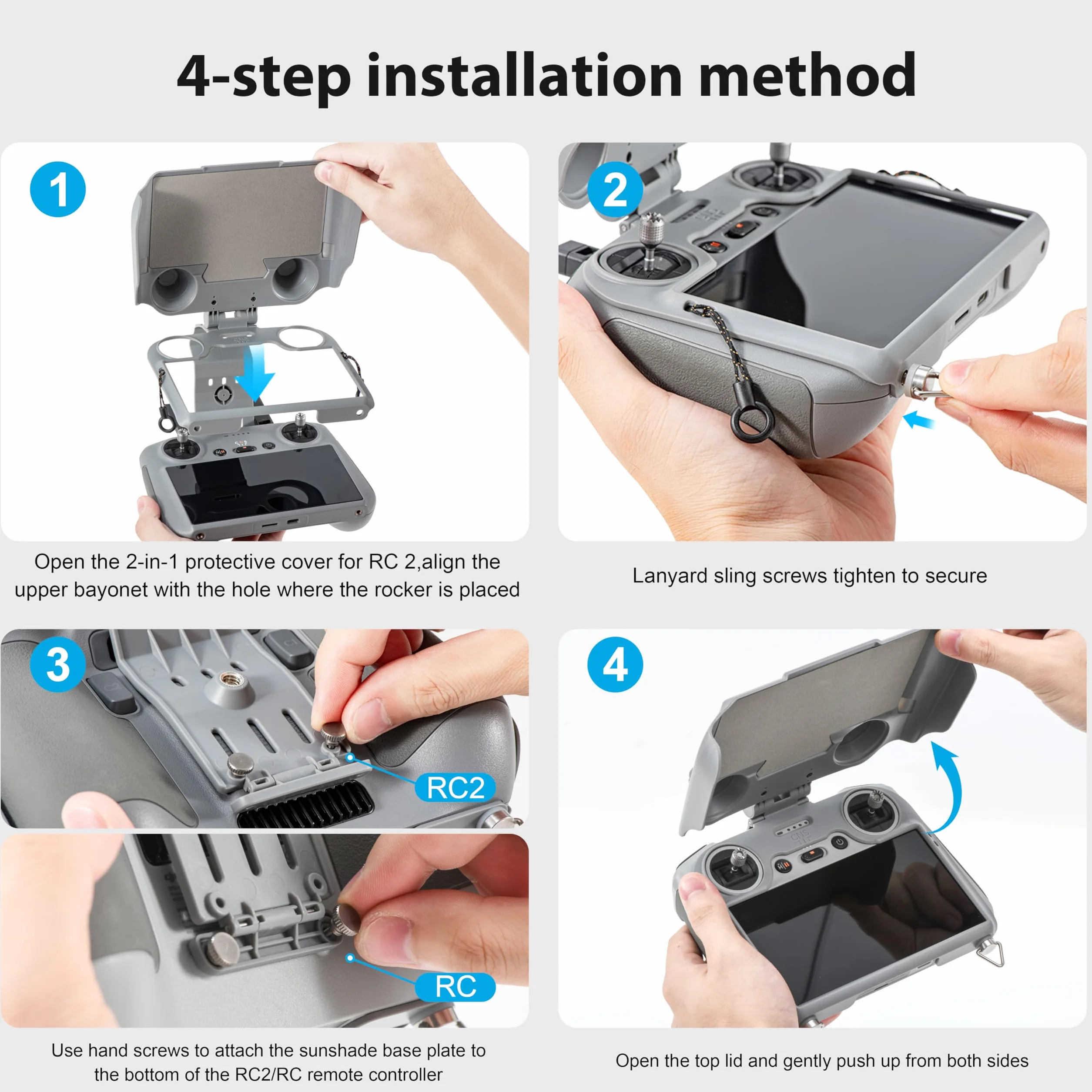 STARTRC Osłona przeciwsłoneczna Mini 5 Pro z paskiem do DJI LITO X1/Mini 5/4/3/Neo/Air 3/Air 3S, ochrona dla RC 2 i kontrolera, joysticka, ochrona ekranu