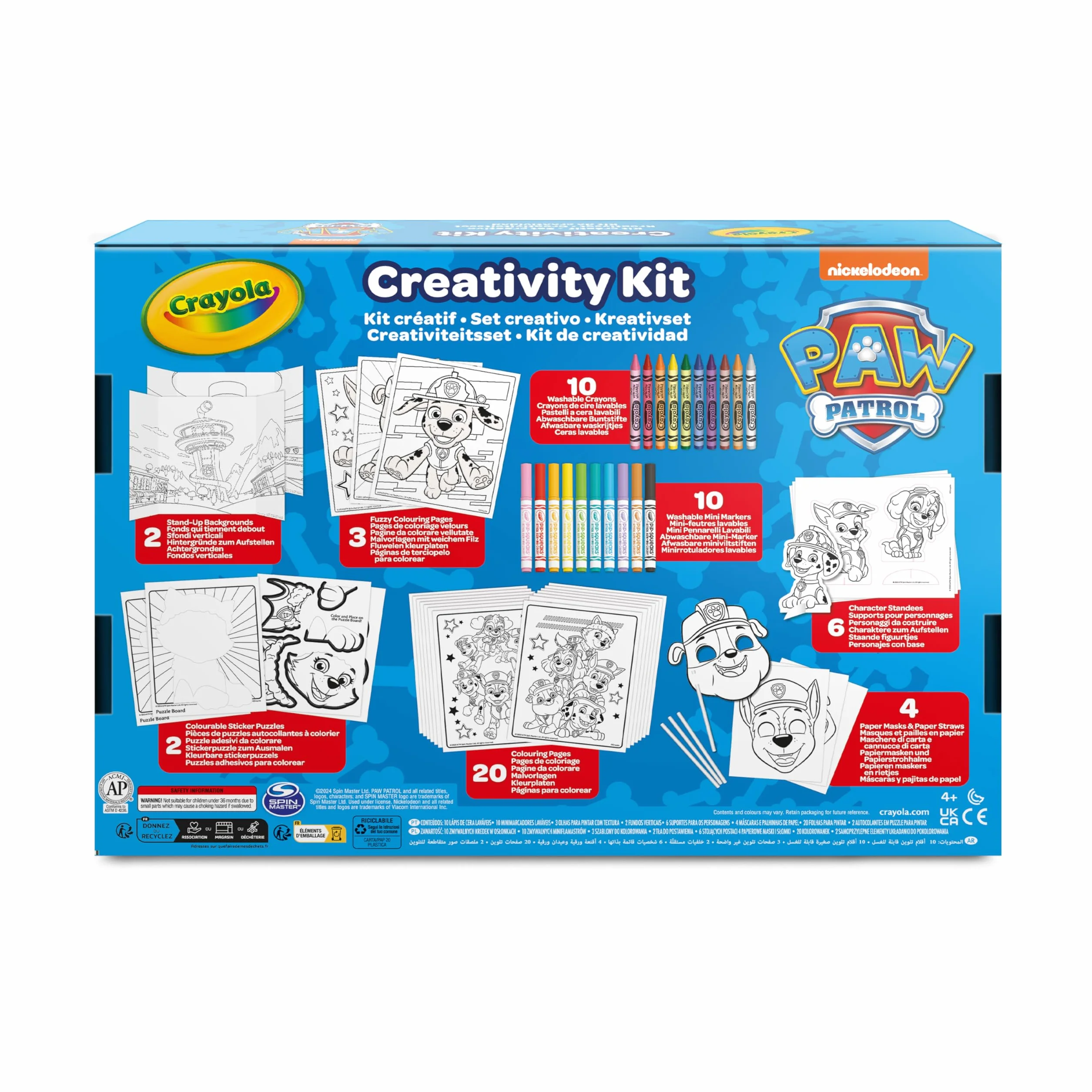 CRAYOLA - Kreatywny zestaw Psi Patrol, z kolorowankami, markerami, kredkami woskowymi, 60 sztuk, prezent dla dzieci i dziewcząt, od 4 lat, 04-2940