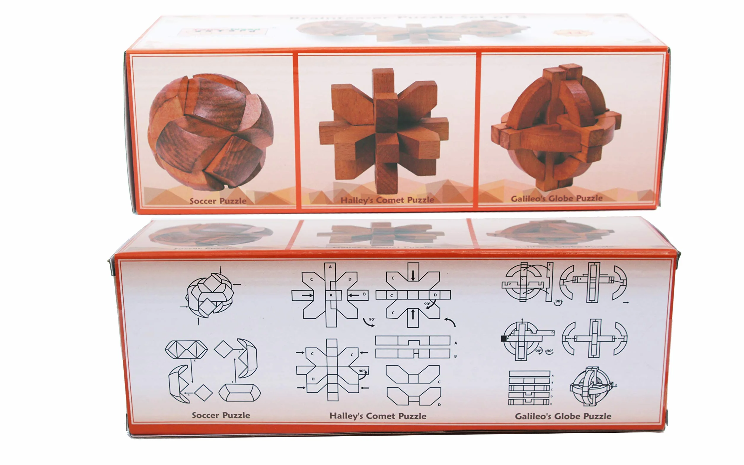 Drewniane puzzle do rozchwytywania mózgów - Galileo globe, kometa halley'a i kłódka puzzle zestaw dla dorosłych dzieci - męskie zestawy prezentowe dla niego - prezenty dla mężczyzn, którzy mają wszystko