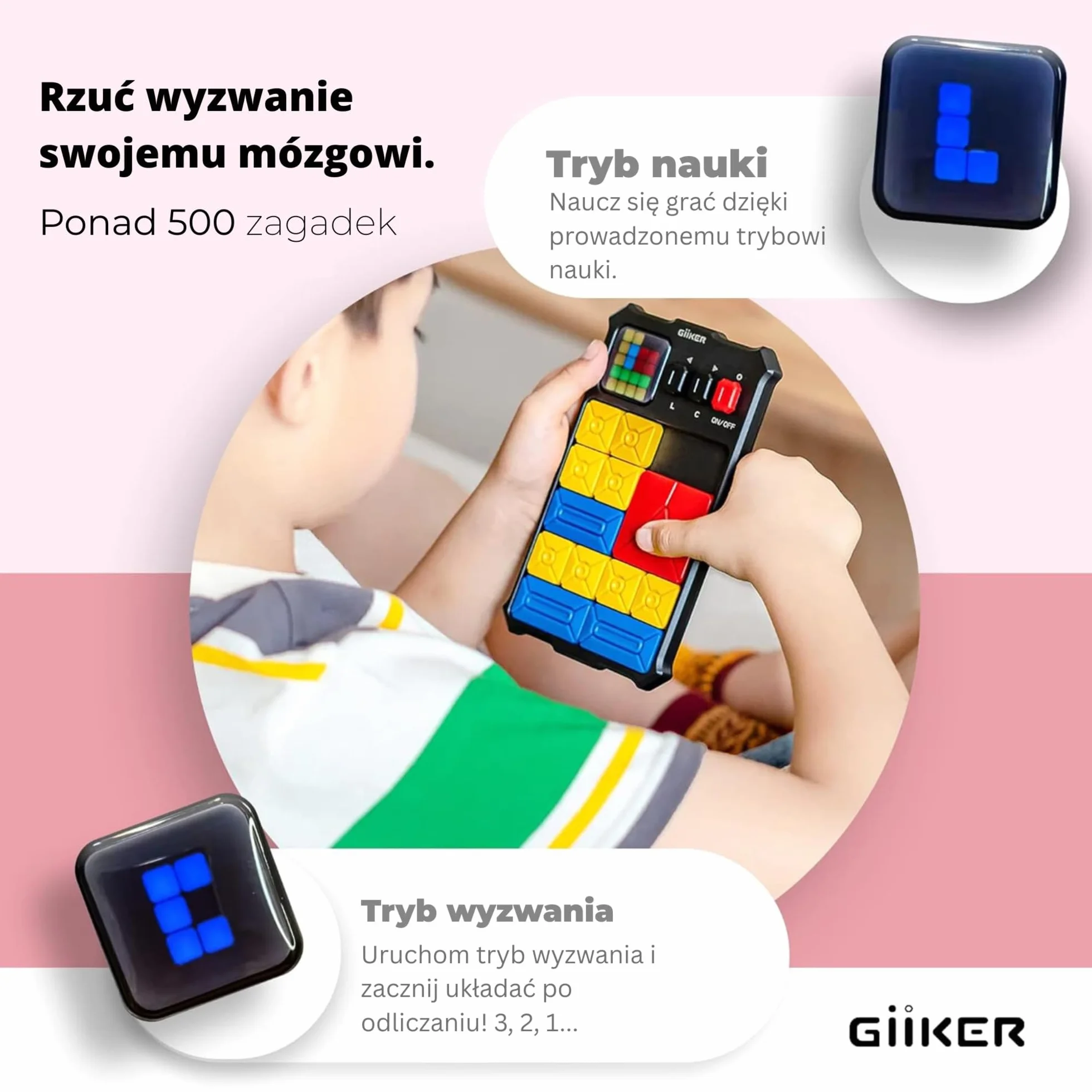 GiiKER Super Slide Puzzle Games, oryginalne puzzle 500+ wyzwań łamigłówka, zabawki dla dzieci i nastolatków, gry podróżne, prezenty urodzinowe dla chłopców i dziewcząt, zajęcia na podróże samochodowe
