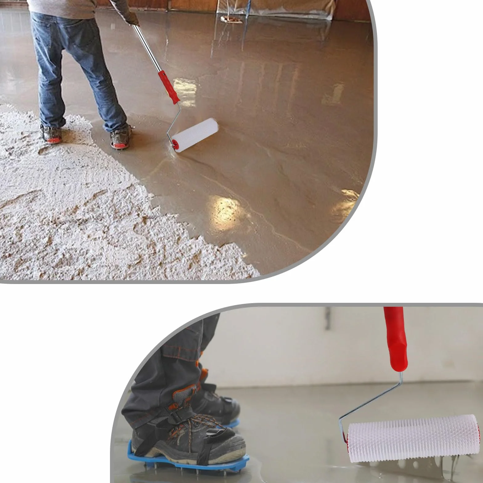 Wałek kolczasty, masa wyrównująca, 23 cm, wałek odpowietrzający z drążkiem o długości 1,5 m, wałek kolczasty, masa wyrównująca, wałek do paznokci do odpowietrzania powłok podłogowych
