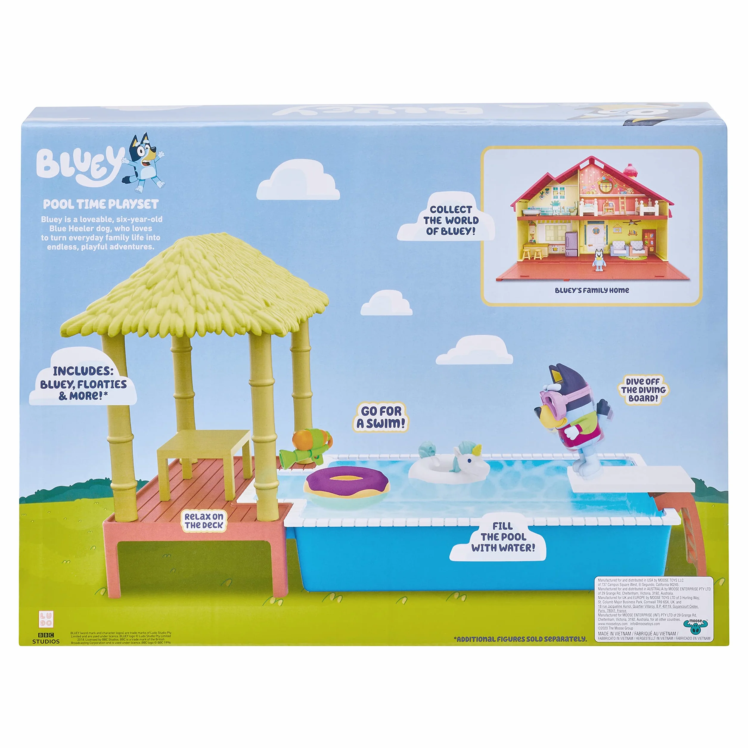 Bluey Pool Time Fun Playset with Diving Board and Deck