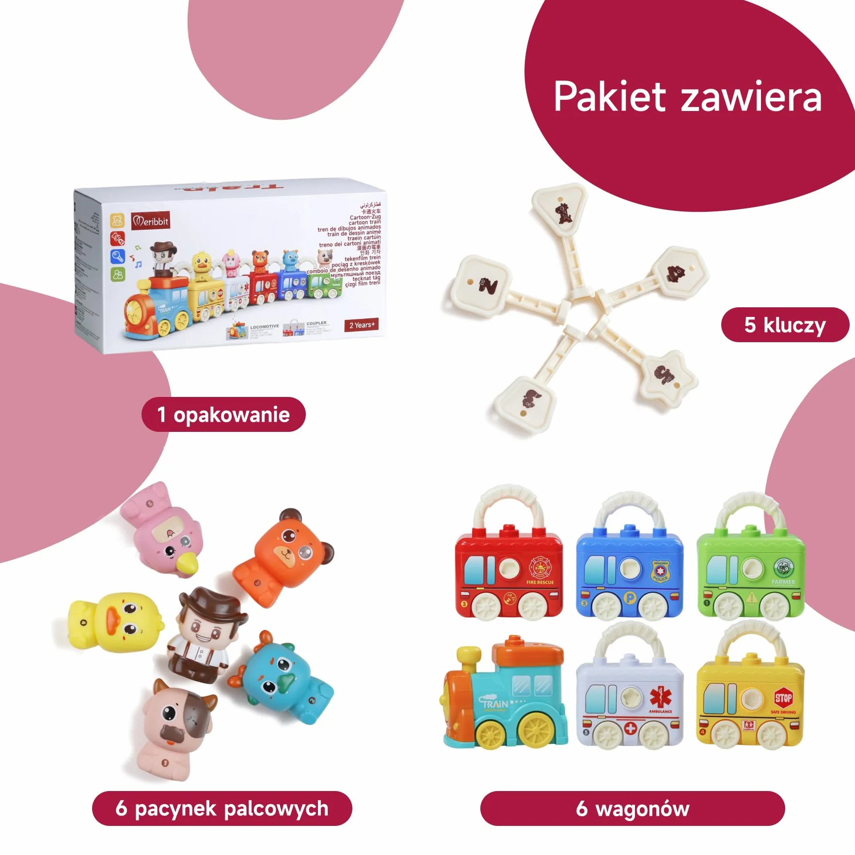 Zabawka Montessori Pociąg od 2 lat - Pociąg Edukacyjny z 5 Zamkami i Zwierzętami, Zabawka Edukacyjna dla Dzieci w Wieku 2 3 4 lat, Edukacyjna Zabawka dla Motoryki i Kolorów, Idealny Prezent