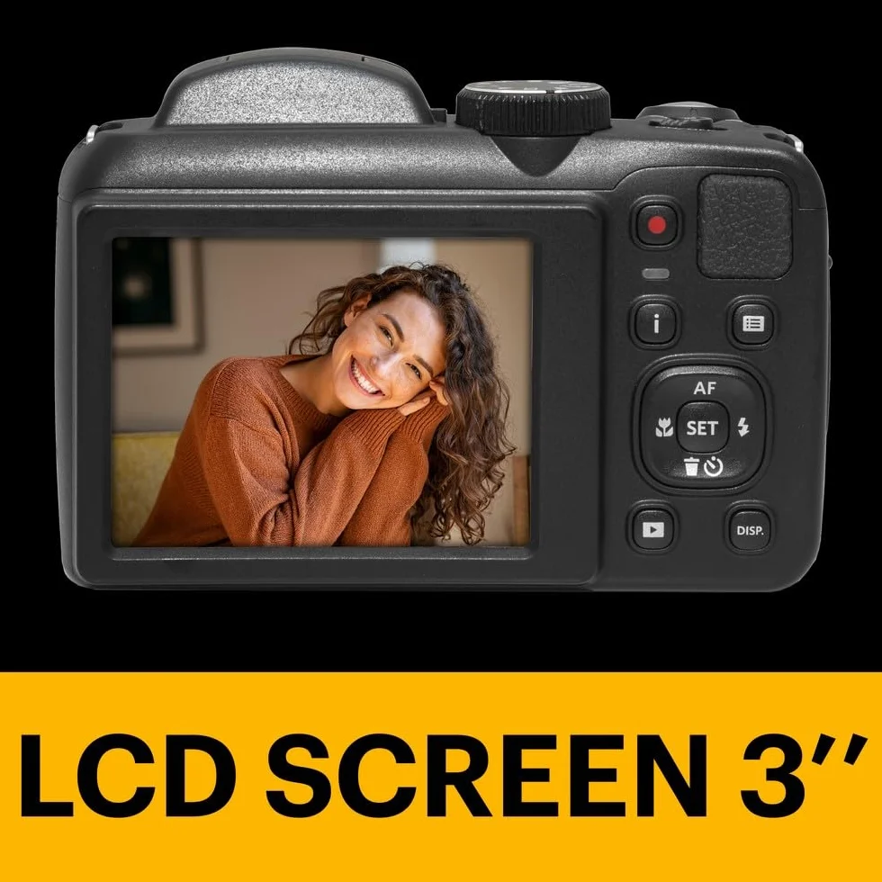 KODAK Pixpro Astro Zoom AZ255 + karta pamięci SD 32 GB - aparat cyfrowy 16 MP, 25-krotny zoom, wideo HD 1080p, szeroki kąt 24 mm, ekran LCD 3, bateria AA - czarna