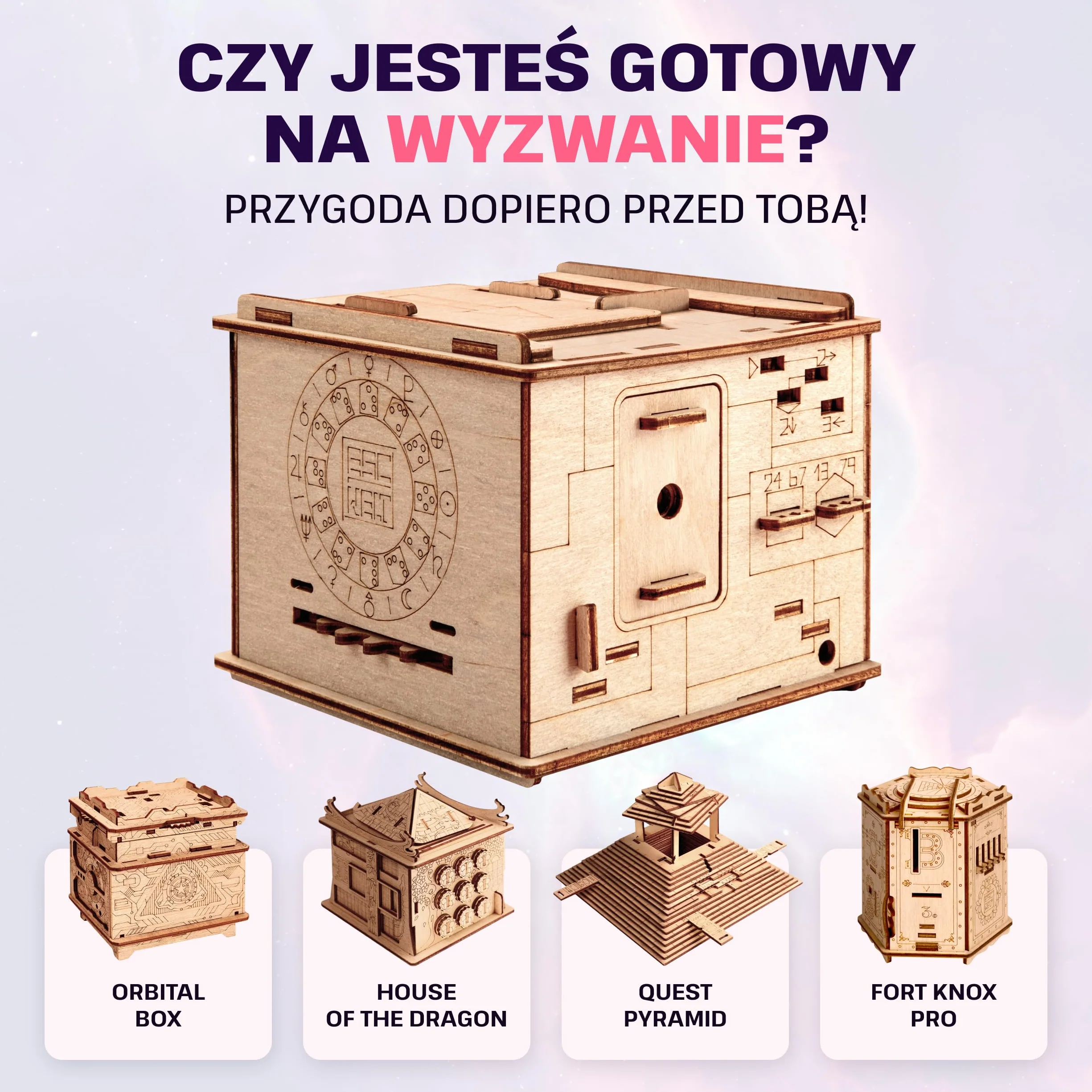 ESC WELT Space Box - Drewniane Pudełko Układanka z Brzozy dla Nastolatków - Zaawansowana Drewniana łamigłówka dla Przyjęcia Urodzinowego i Wieczoru Rodzinengo - 3D Drewniane Pudełko Układanka