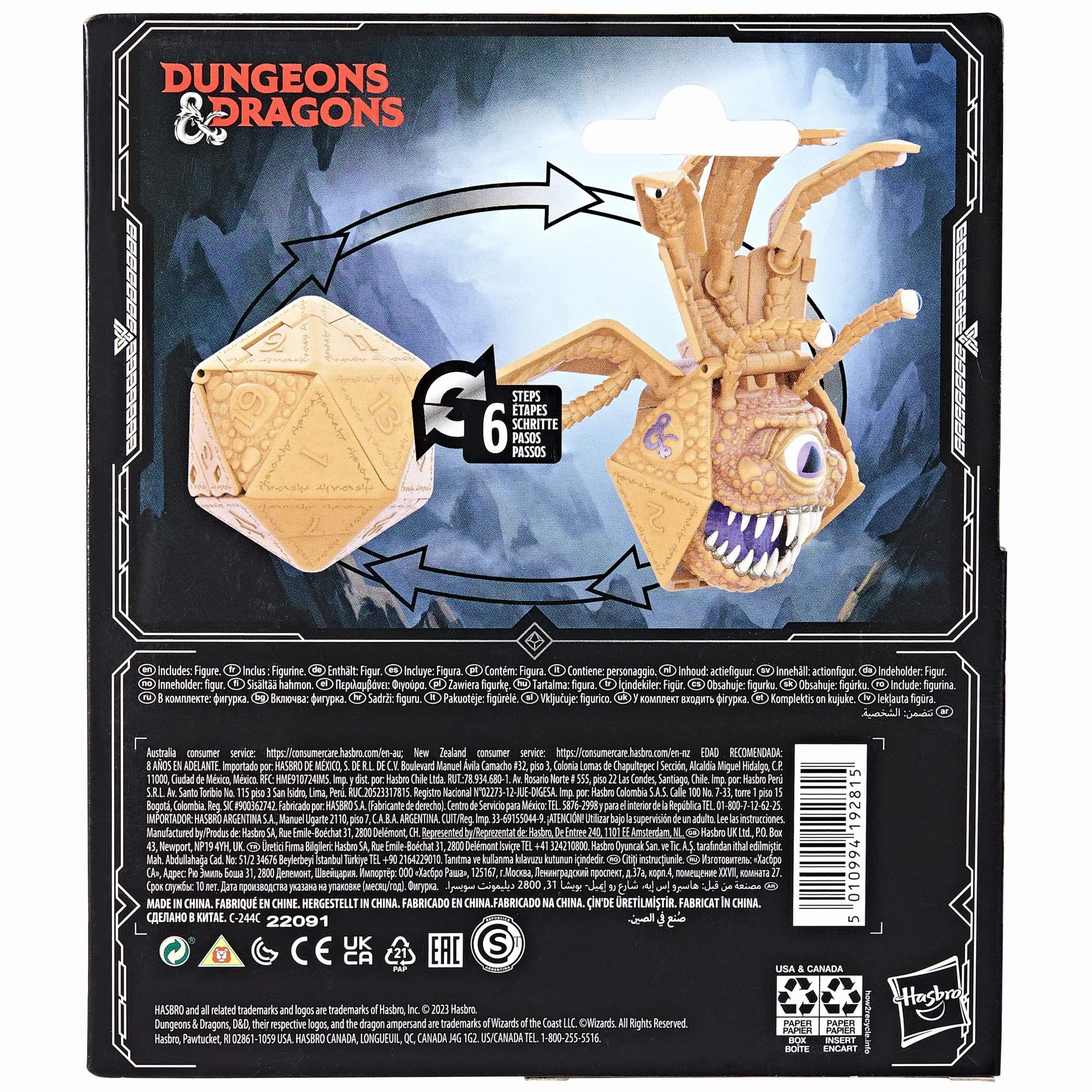 Hasbro - Dungeons & Dragons Avalon Hill, Dicelings Beholder, Monstruo D&D Coleccionable, Dado d20 Gigante Que se Convierte en Figura de acción, Dados para Juego de rol,F5213