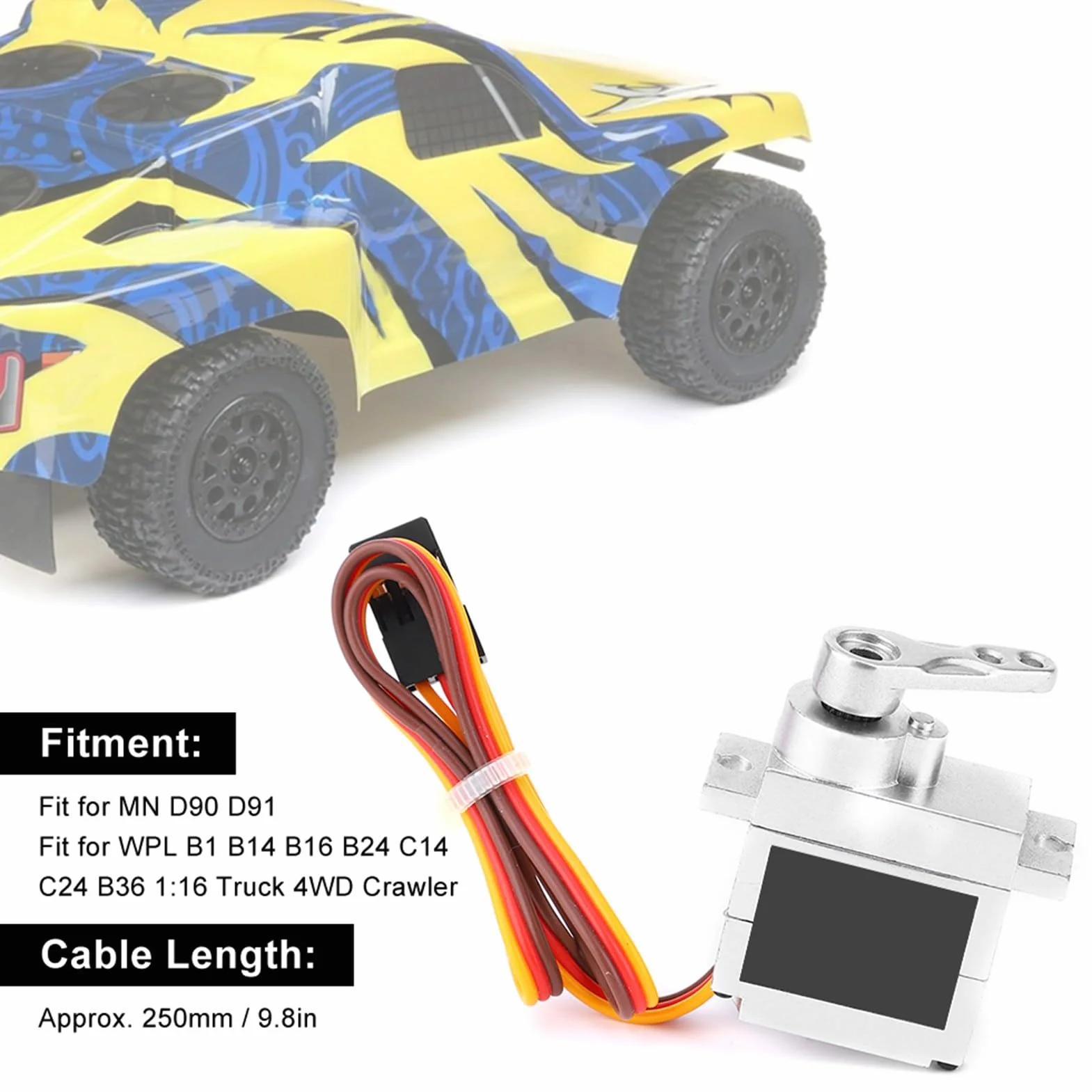 Wysoka dokładność Metalowe serwo 9G, RC Metal Servo Kierownica Akcesoria Dopasowanie, Ultra-Cichy Dźwięk Pasuje do WPL B1 B14 B16 B24 C14 C24 B36 1:16 RC Ciężarówka (srebrna)