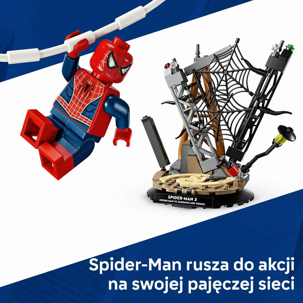 LEGO ǀ Marvel Epicka bitwa: Spider-Man kontra Sandman, klocki dla dzieci z Venomem, zabawka dla chłopca i dziewczynki od 9 lat, pomysł na prezent z superbohaterem i dekoracja pokoju dziecięcego 76334