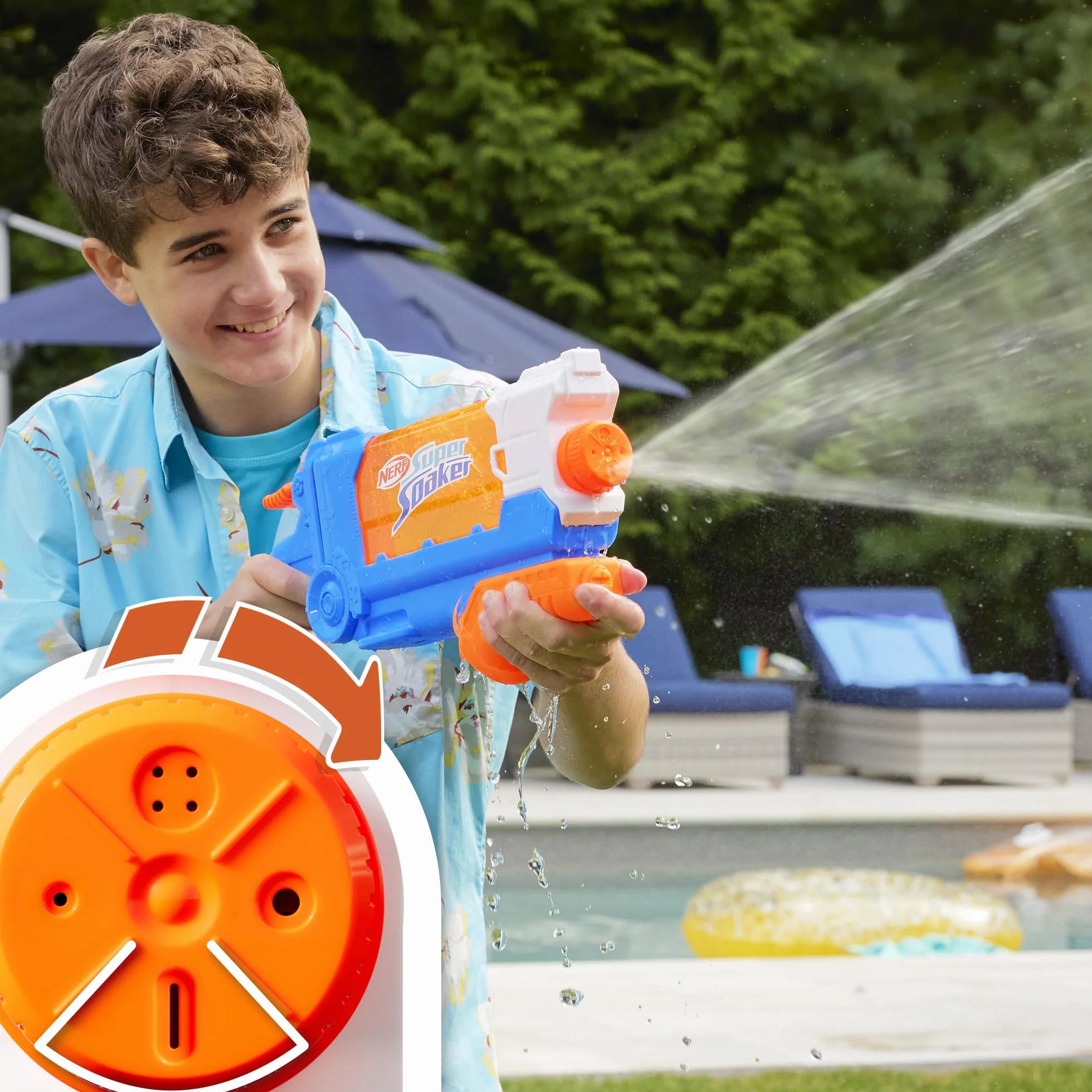 NERF Super Soaker Flip Fill Wyrzutnia wodna 887 ml, 4 style polewania