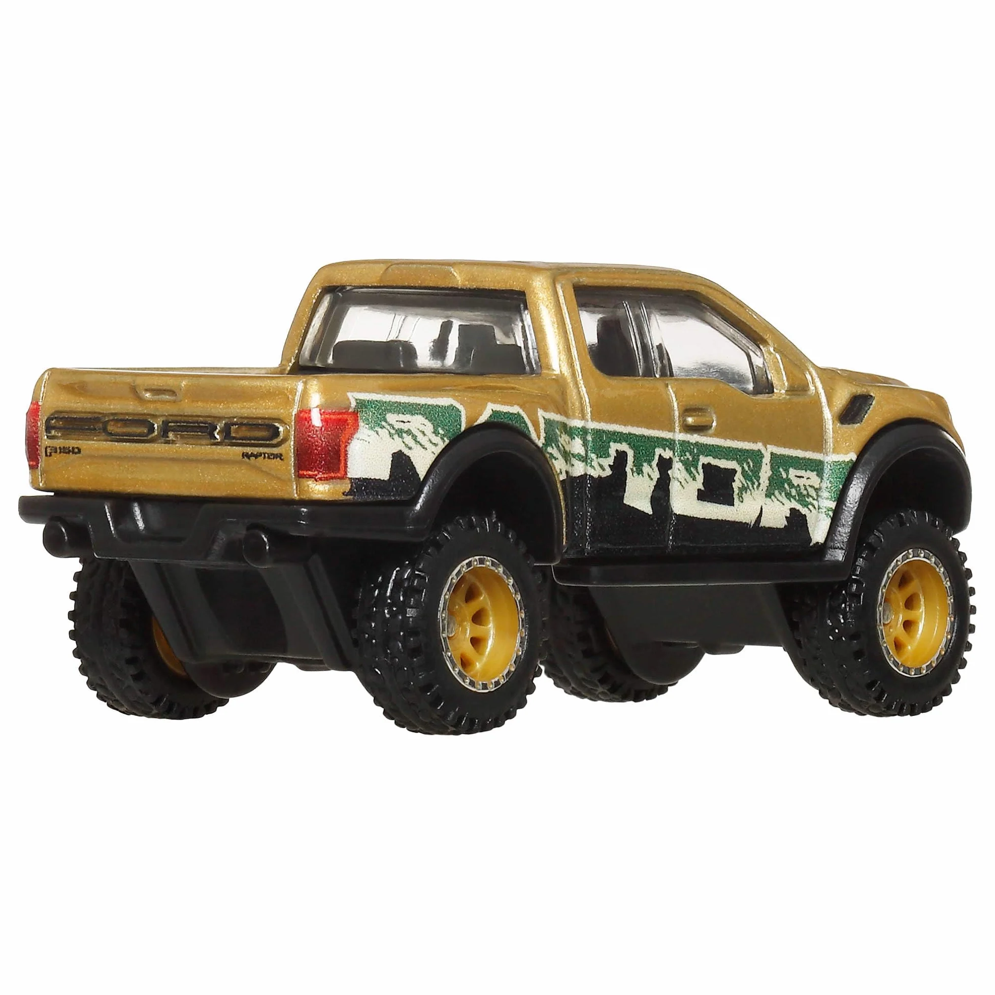 Hot Wheels Premium Car Culture Kultowe auta Off Road ’17 Ford F150 Raptor Metalowy samochód zabawka w skali 1:64 z oponami Real Riders, JBK70