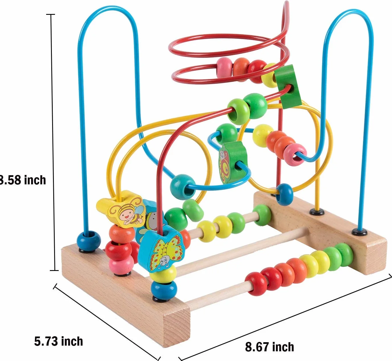Jacootoys Maluchy koralik labirynt roller coaster zwierzę koło zabawki edukacyjne liczydło koraliki gra dla chłopców dziewcząt prezent dla dziecka