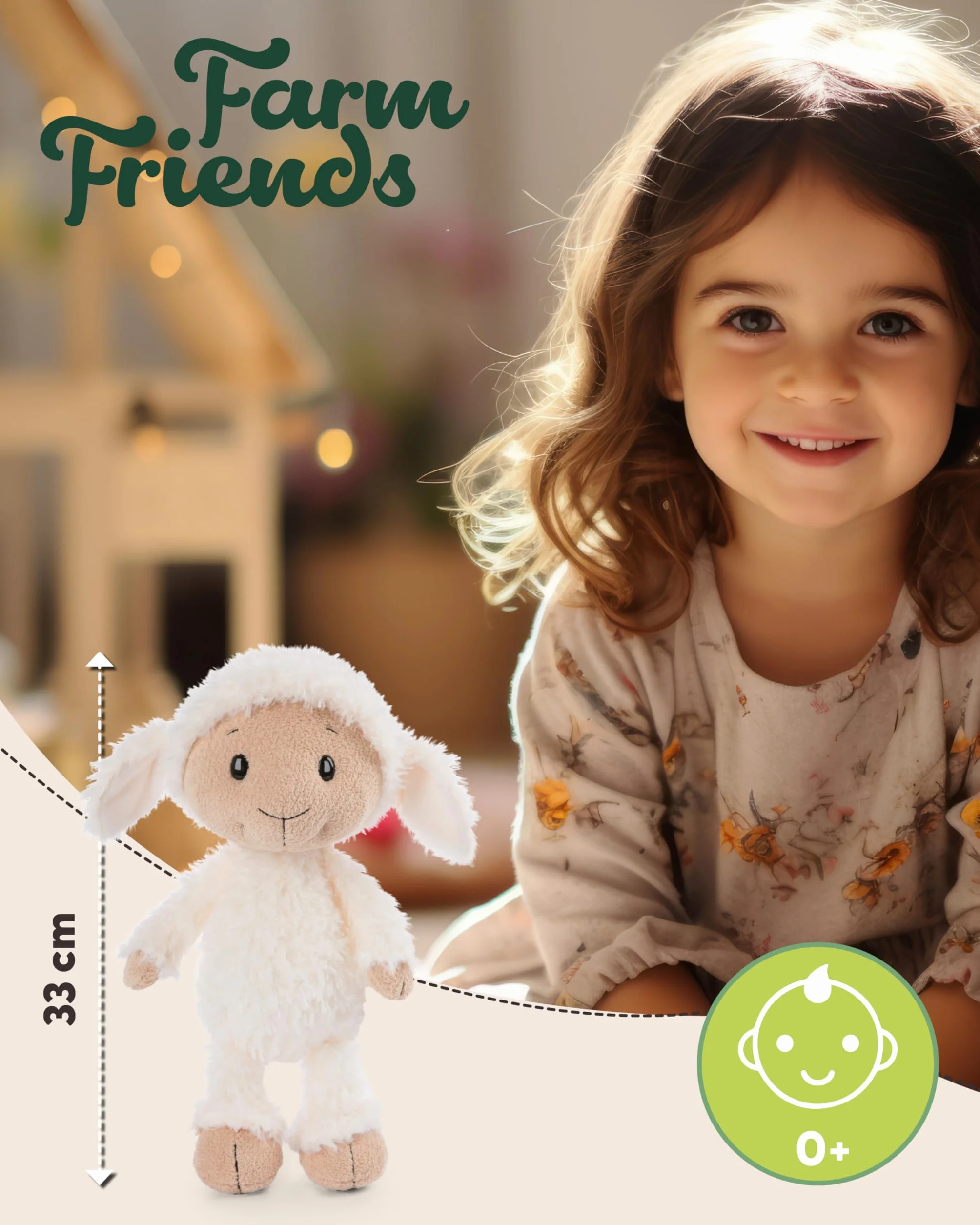 NICI 62256 Owieczka Sheepmila, miękki pluszak, urocza maskotka do przytulania i zabawy, świetny pomysł na prezent dla dzieci i dorosłych, 33 cm, biała