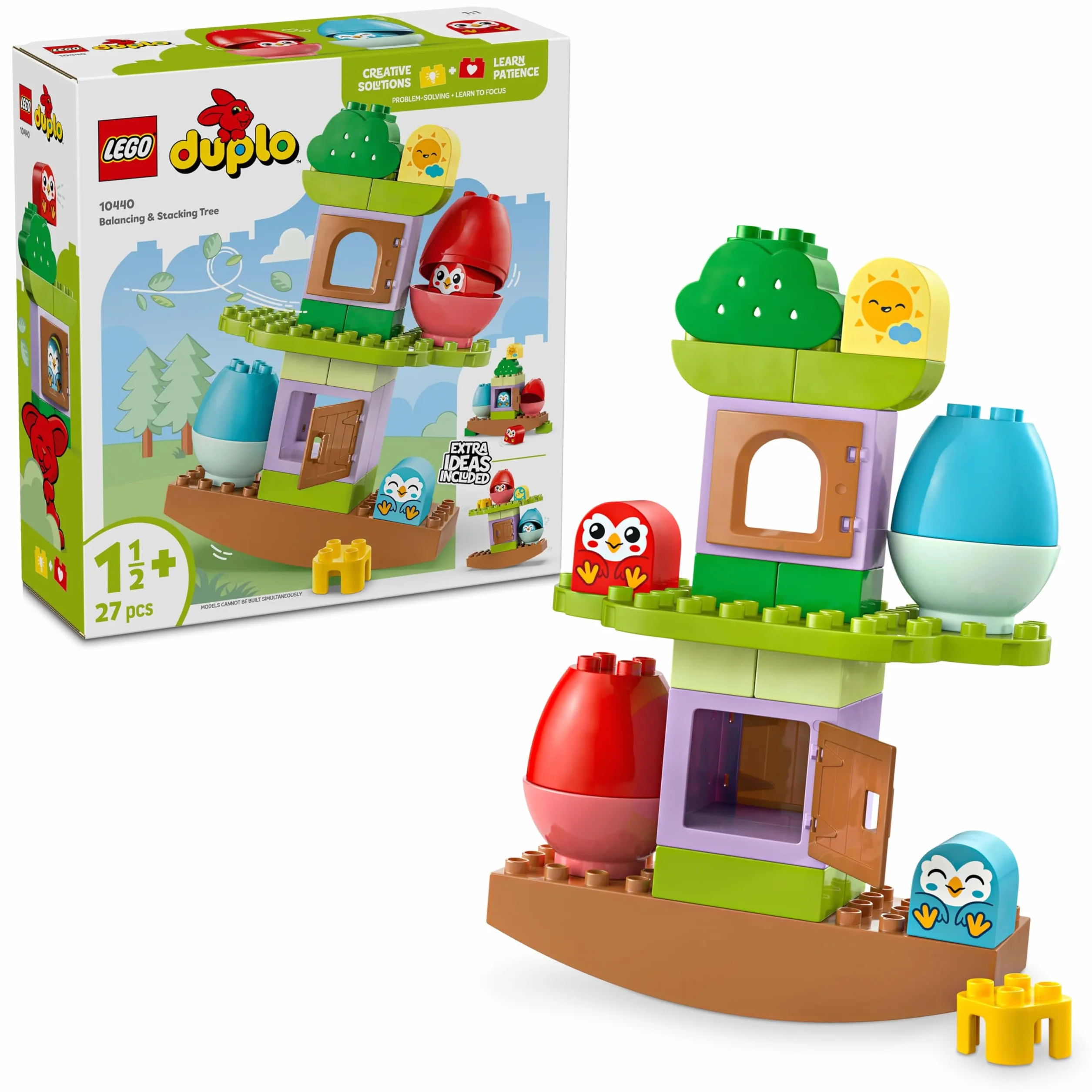 LEGO DUPLO Moje Pierwsze Balansujące Drzewko 10440 Edukacyjna Zabawka dla Dziecka z Domkiem na Drzewie i 2 Figurkami Ptaków
