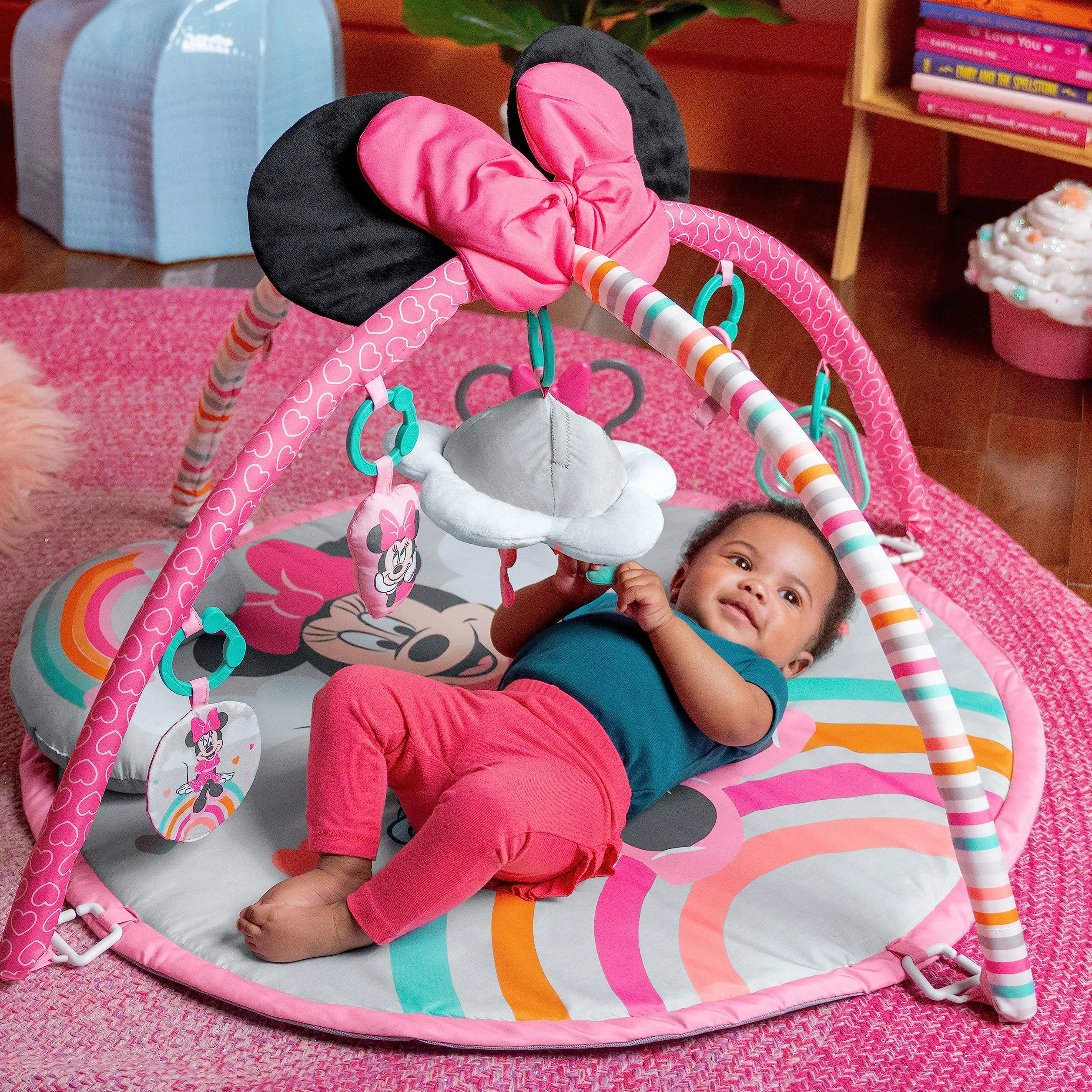 Bright Starts, Disney Baby MINNIE MOUSE Forever Besties z muzyką i światłami, róża, noworodki i nie tylko