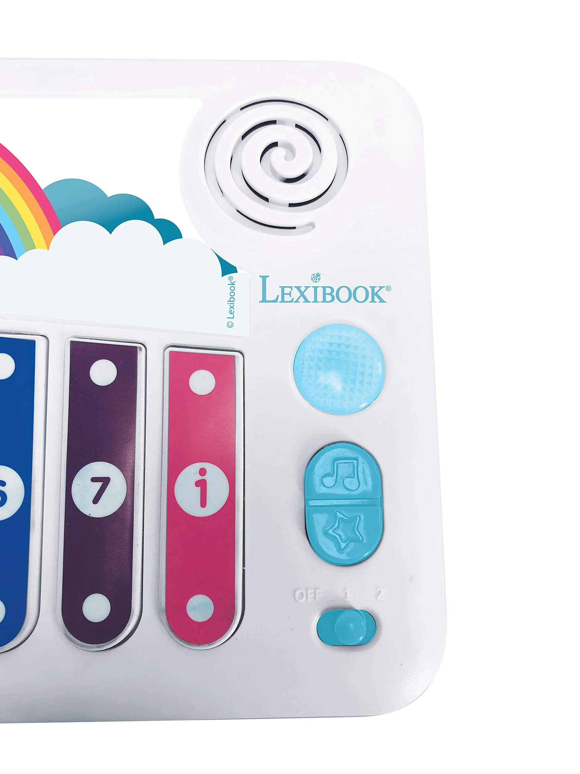 Lexibook Xylofun Elektroniczny i Edukacyjny Ksylofon dla Dzieci. Zabawka Muzyczna. 8 Klawiszy. Sygnalizacja Świetlna. 2 Pałeczki w Zestawie. Biały, Niebieski. K340