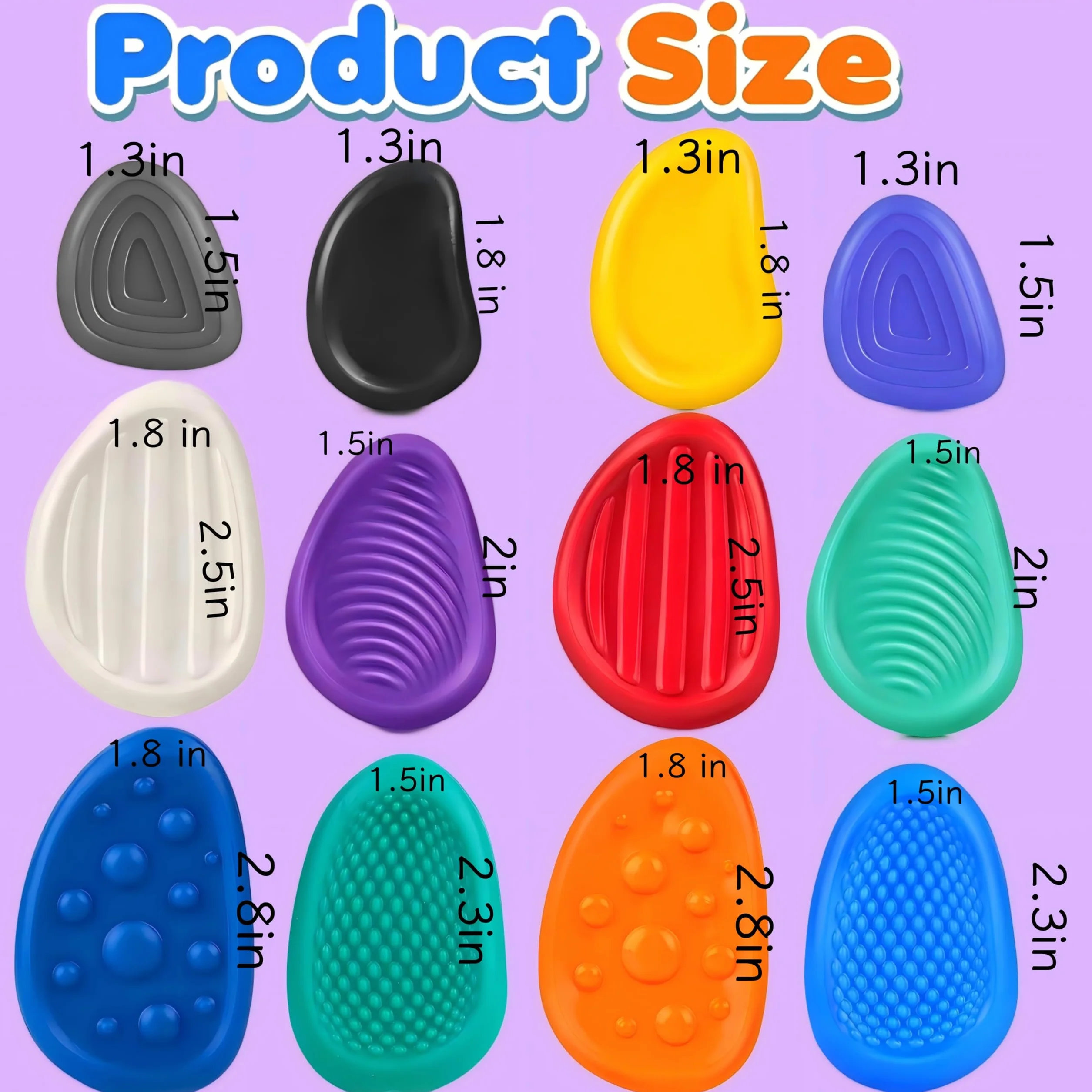 Fidget Toys Sensory Stones, zabawki antystresowe, sensoryczne, antystresowe, teksturowane, dla dzieci z autyzmem, 12 sztuk