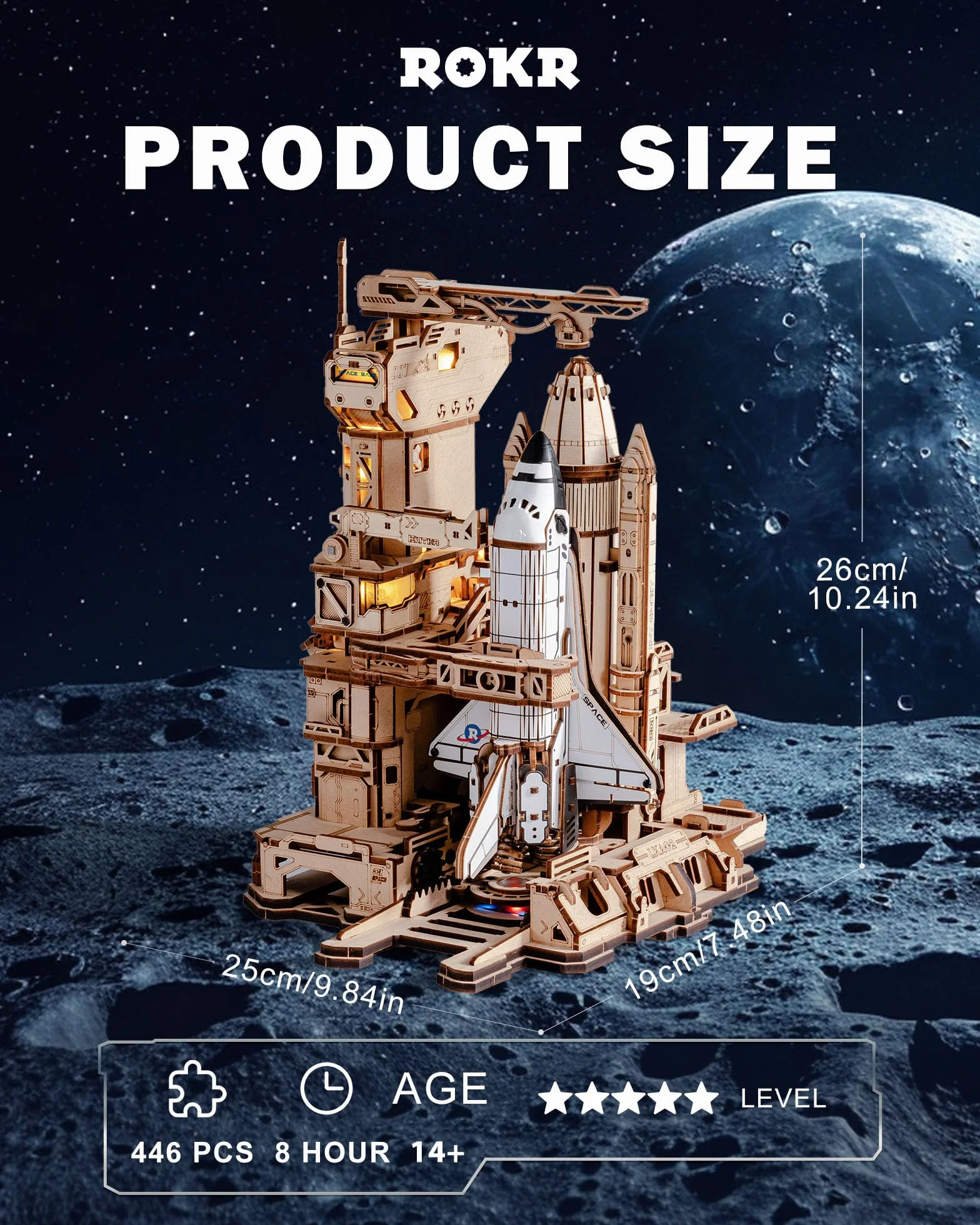 ROKR Drewniane puzzle 3D LQA01 Space Shuttle