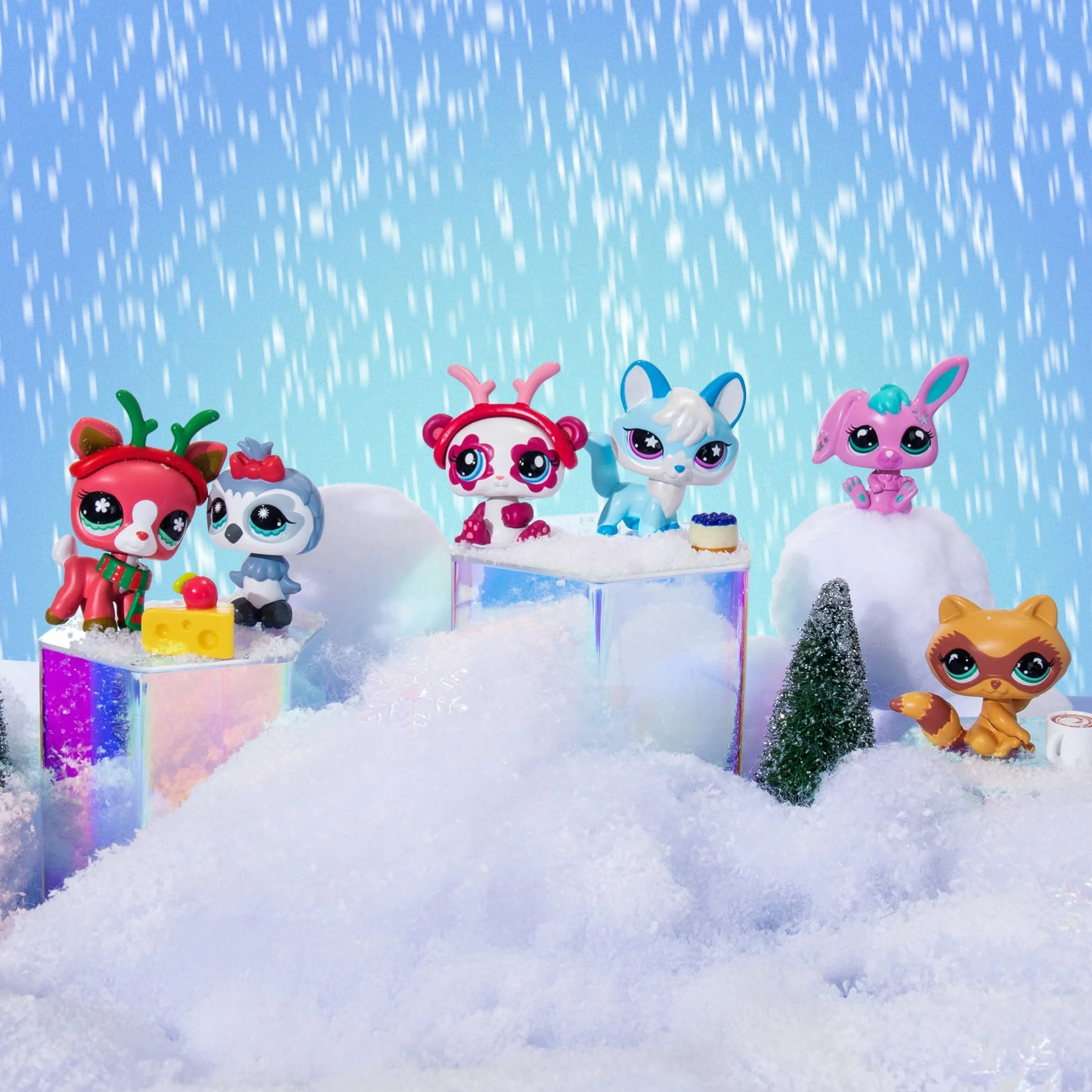 Littlest Pet Shop kalendarz adwentowy dla zwierząt domowych, 8 sklepów dla zwierząt domowych i 16 akcesoriów, kalendarz na Boże Narodzenie, mini figurki ze zwierzętami do kolekcjonowania, zabawki dla