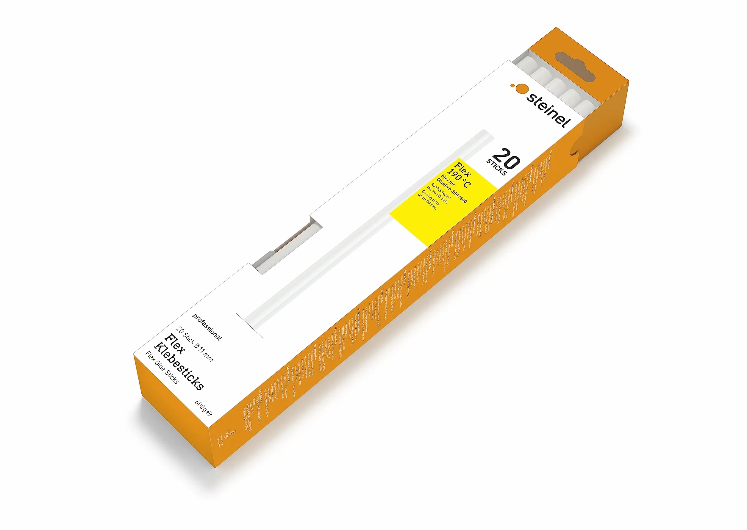 Steinel Klej w sztyfcie Flex Ø11 mm, 20x wkłady z klejem na gorąco, klej termotopliwy z długim czasem obróbki, klej w sztyfcie, 600 g