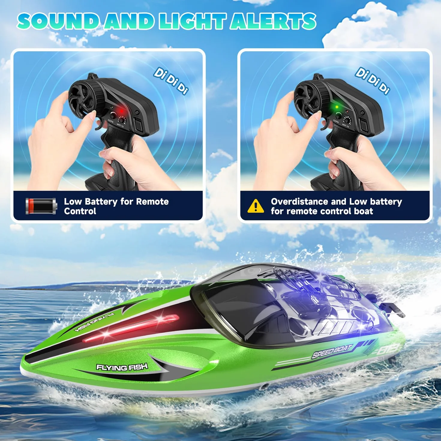 PENGBU RC Zdalnie sterowana łódź od 6 do 8 lat, 1:16 RC Boot zdalnie sterowana 28 km/h, Speedboot z pilotem zdalnego sterowania, dla dzieci od 6 do 8 lat, zabawka basenowa z 2 akumulatorami, podwójna