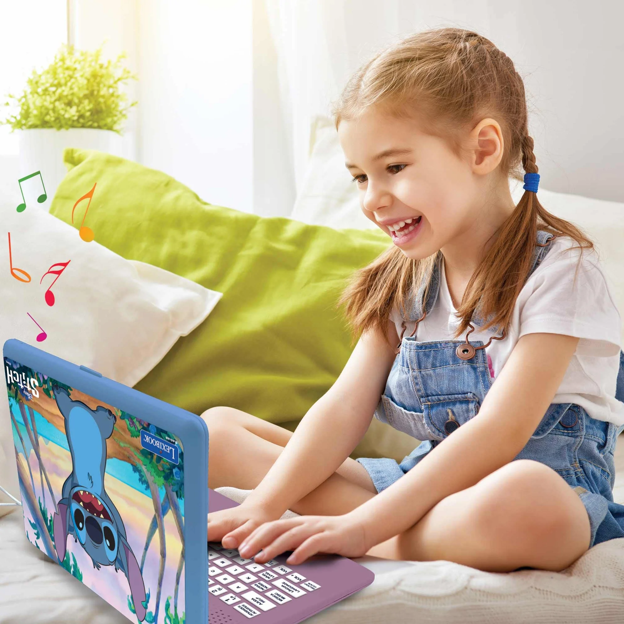 Lexibook, Disney Stitch, dwujęzyczny angielski/portugalski laptop edukacyjny, 124 zajęcia językowe, pisanie, matematyka, logika, muzyka i gry, dla chłopców i dziewcząt, JC598Di4