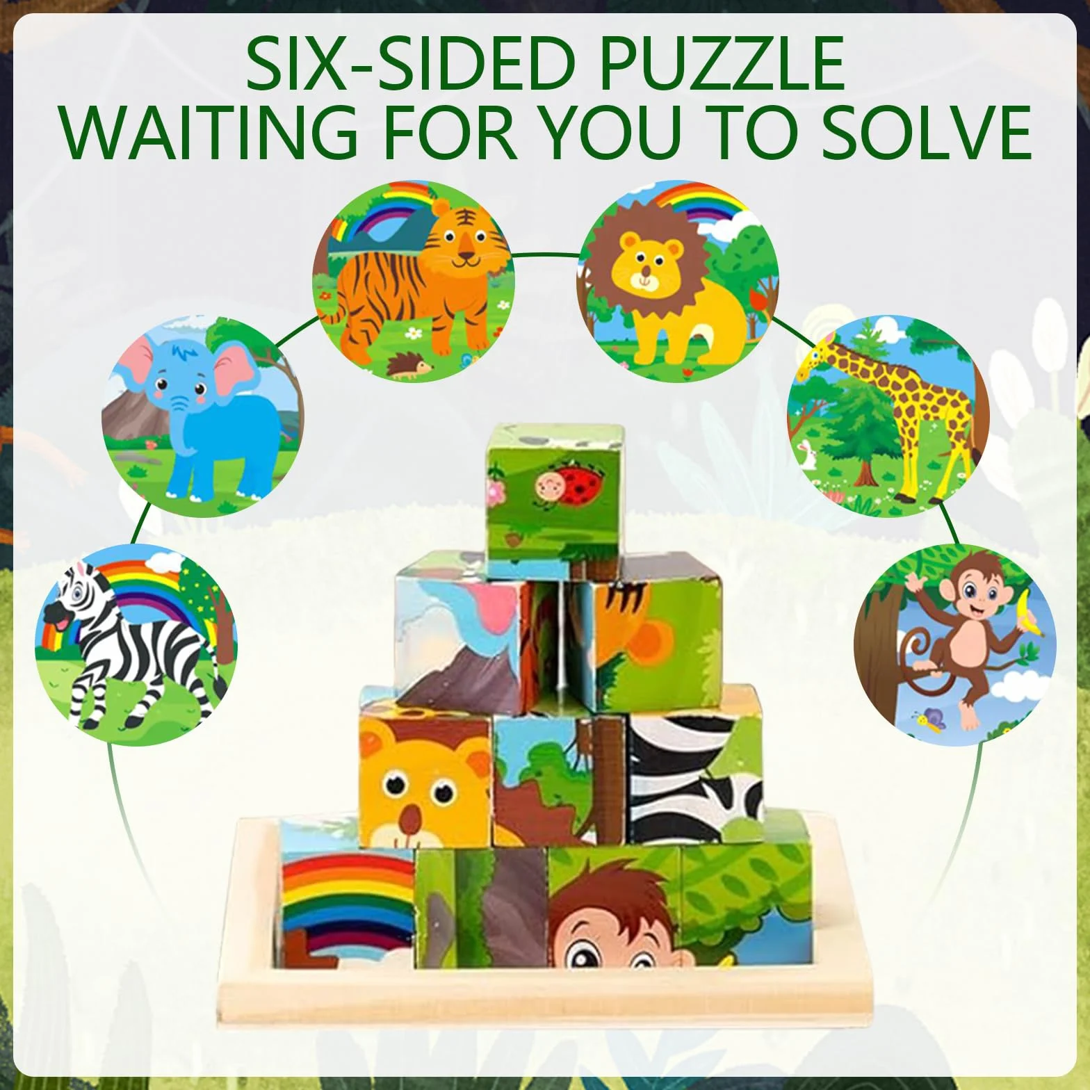 Montessori puzzle drewniane 3D 6 w 1 edukacyjna zabawka dla dzieci od 1 lat