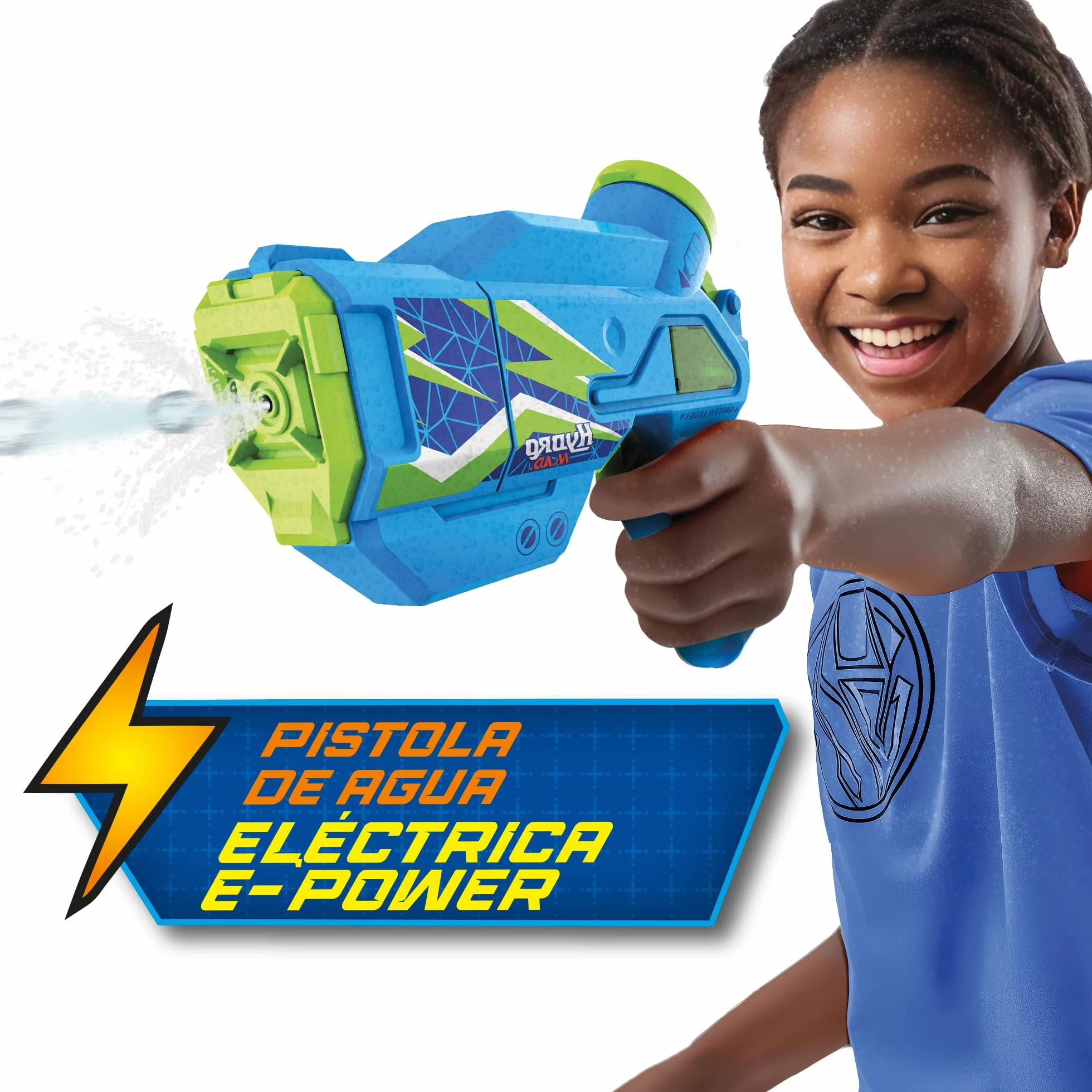 Hydro M.A.D. Mini Blaster Podwójny zestaw, elektroniczne pistolety na wodę w kolorze niebieskim i białym, zasięg do 5 m, zabawka do zabawy na świeżym powietrzu, chłopcy i dziewczęta+8 lat, Bizak