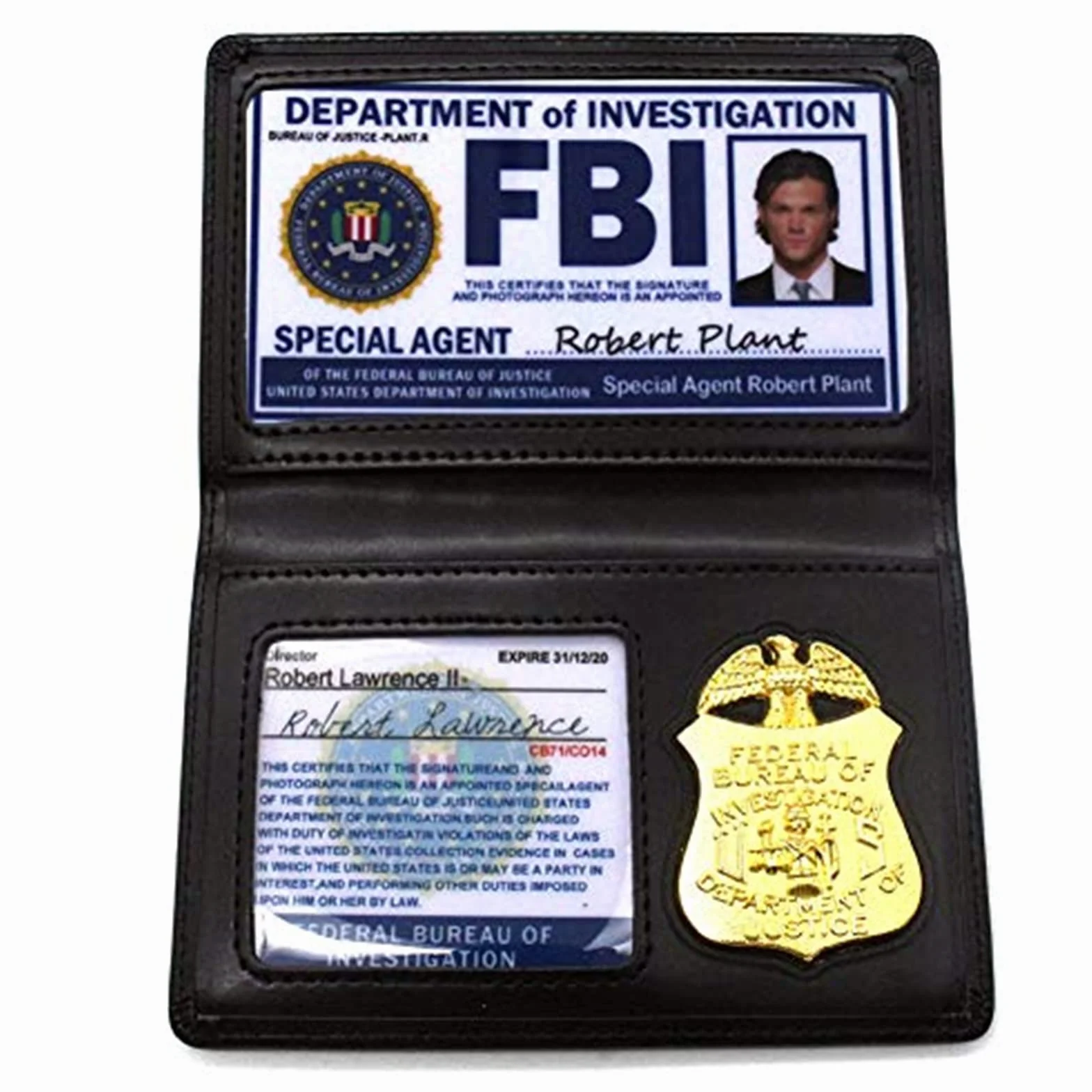 Nowość FBI odznaka do odgrywania ról rekwizyty FBI etui na karty skórzany portfel odznaka policyjna specjalny tajny agent identyfikator posiadacz Halloween impreza akcesorium prezent