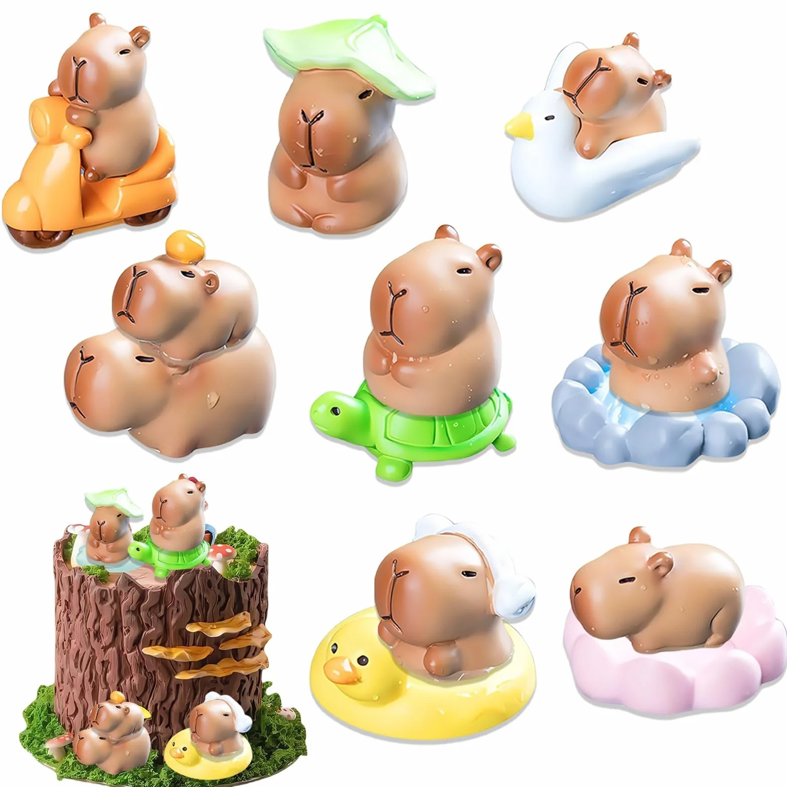 Capybara zestaw 13 figurek Capybara na urodziny, do dekoracji tortu, Capybara, słodki zestaw zabawek Kapibara, do ogrodu wróżek, dekoracja domu, Capybara, miniaturki domku dla lalek, mini twarda