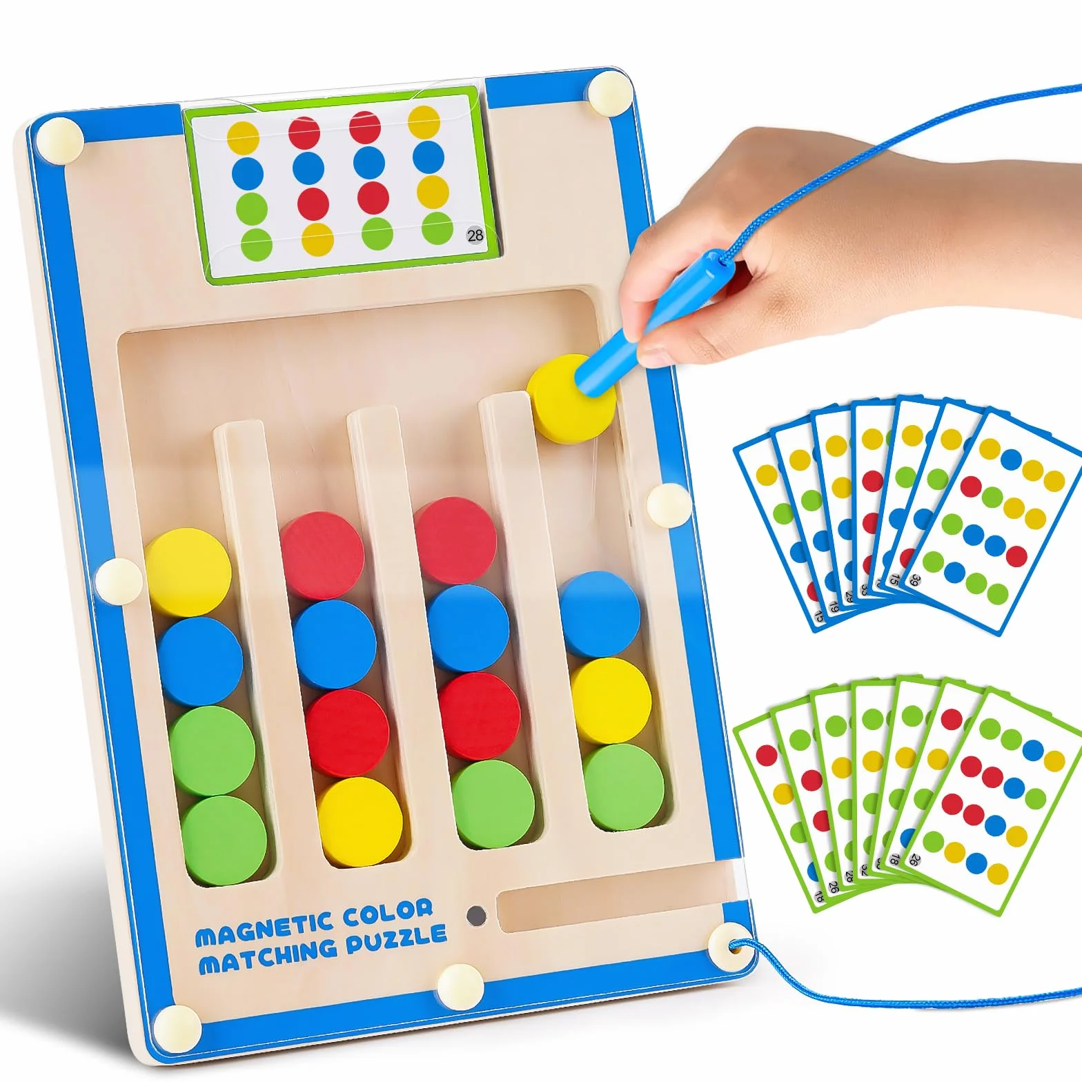 TMGOT Montessori Activity Board drewniana zabawka magnetyczna do nauki kolorów dla chłopców i dziewczynek - zabawny prezent