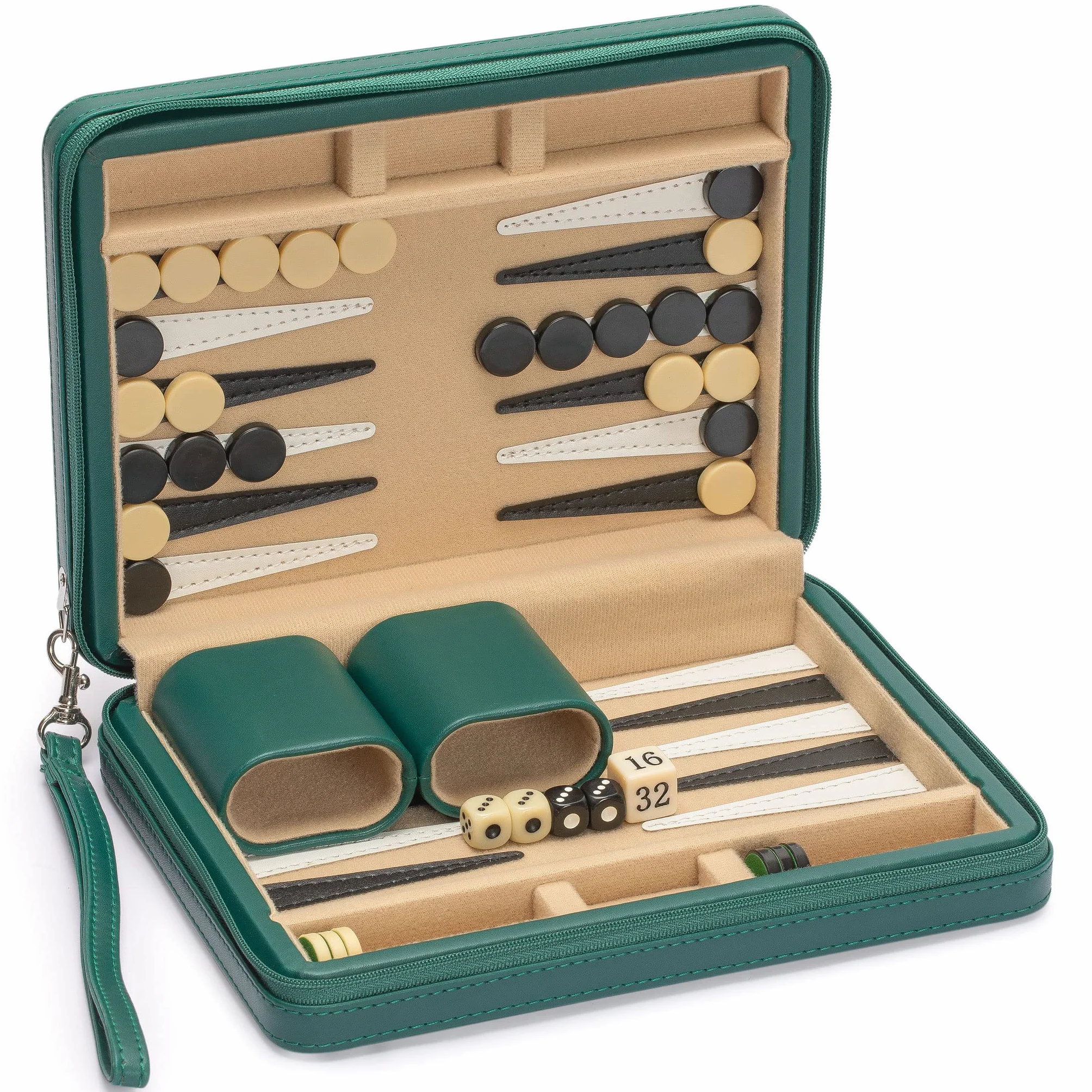 Yellow Mountain Imports Podróżny zestaw mini gry w backgammona, "Izmir" - Magnetyczne pionki i plansza o długości 23,5 cm w eleganckim etui ze skóropodobnym materiałem