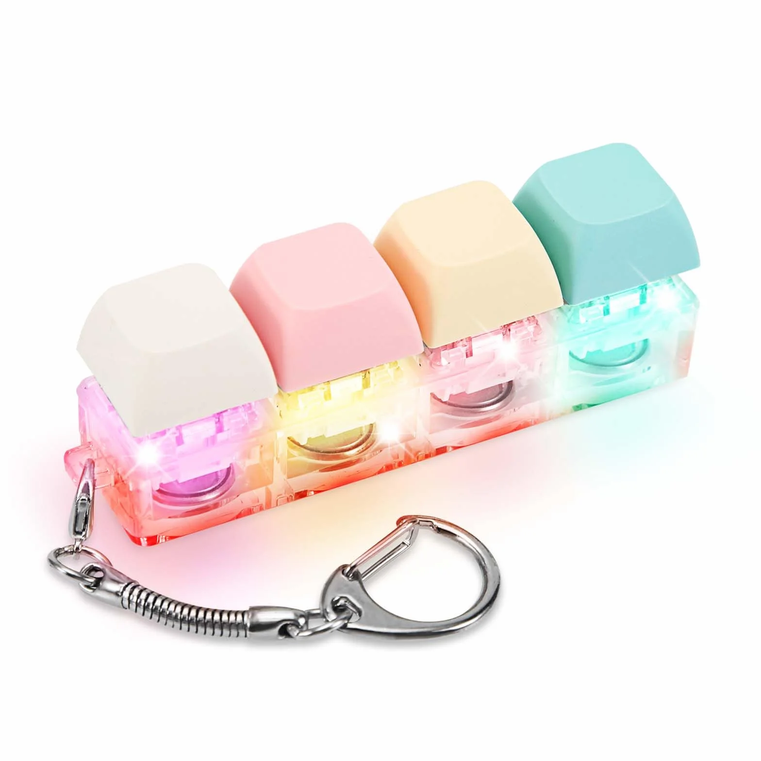 Fidget-Zabawka z Klawiatura dla Doroslych, Breloczek z Klawiatura Fidget ze Swiatlem LED Klawisz Fidget Clicker Zabawny Zabawka z Guzikami do Dekompresji Dekoracja (Kolor A)