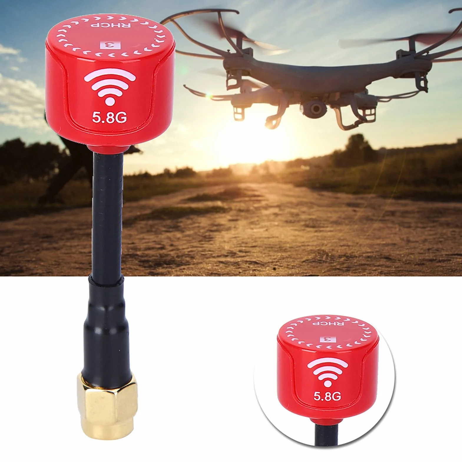 5.8Ghz 3dBi RHCP Antena o Wysokim Zysku Elastyczna Instalacja Silny sygnał dla FPV Racing Drone Części do Zdalnego Sterowania Akcesoriami (Czerwony)