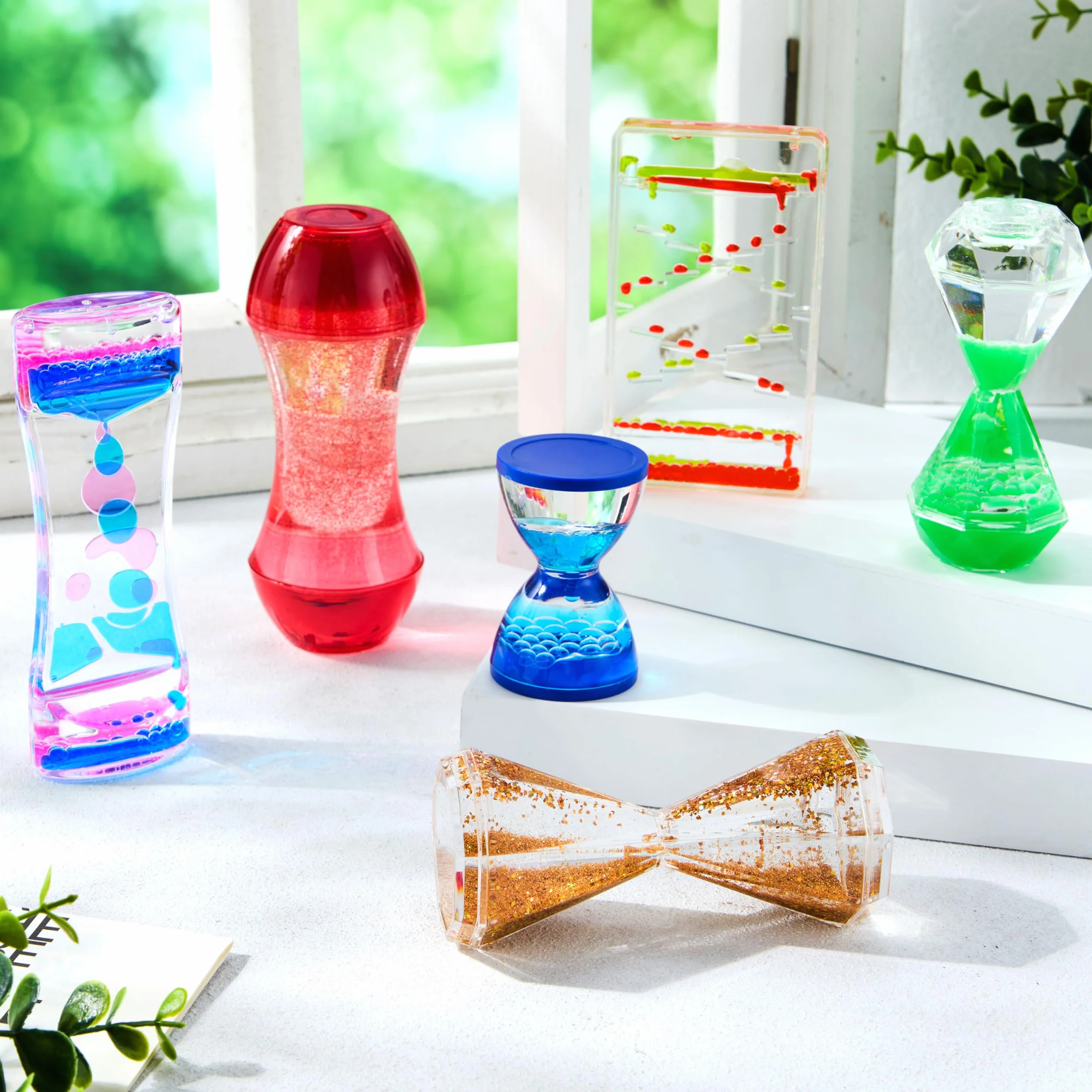 JOYIN 6 szt. sensoryczne zabawki Fidget Tubes dla dzieci z autyzmem, kojące butelki sensoryczne z wodą