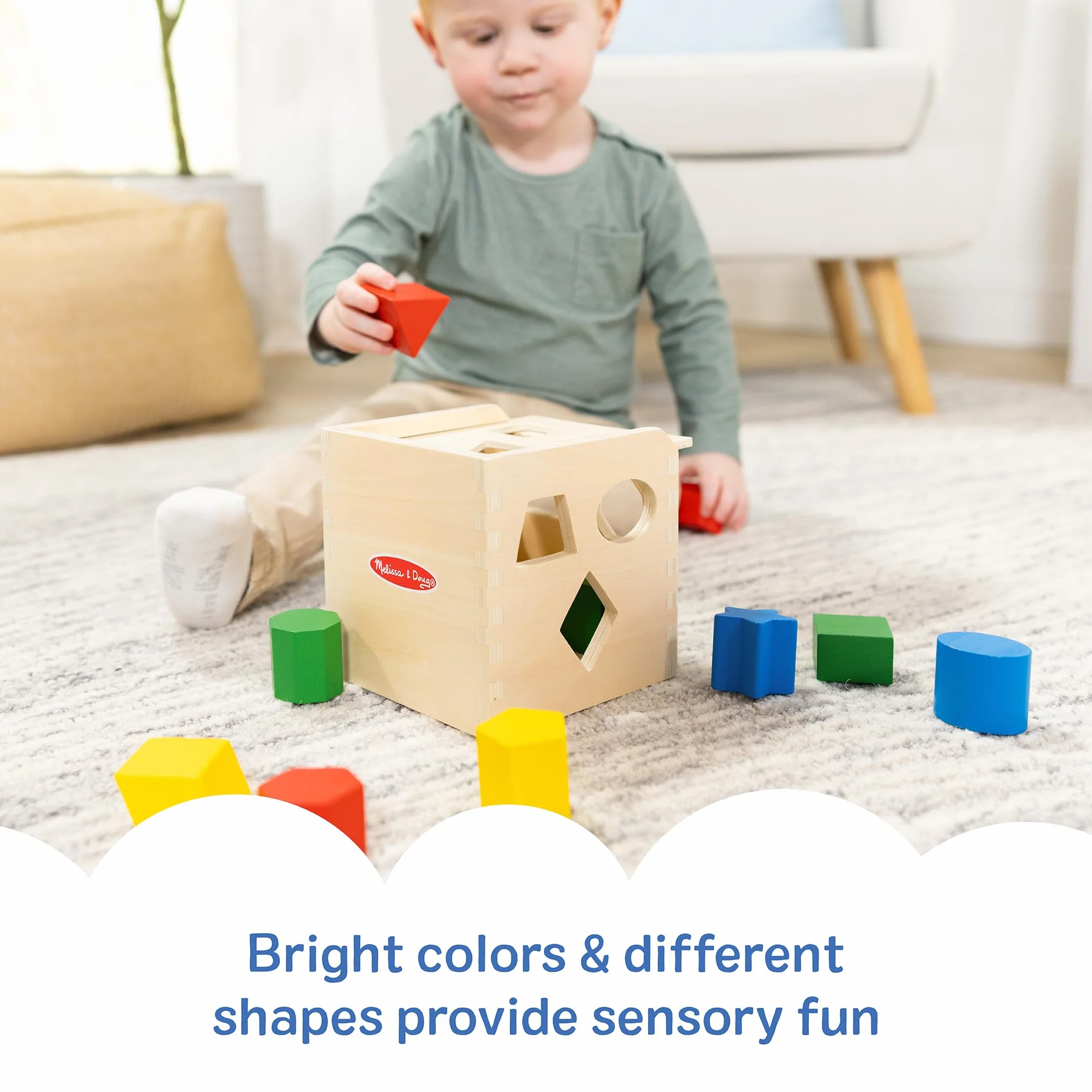 Melissa & Doug kostka do sortowania kształtów | zabawka rozwojowa | motoryka | 2+ | prezent dla chłopca lub dziewczynki