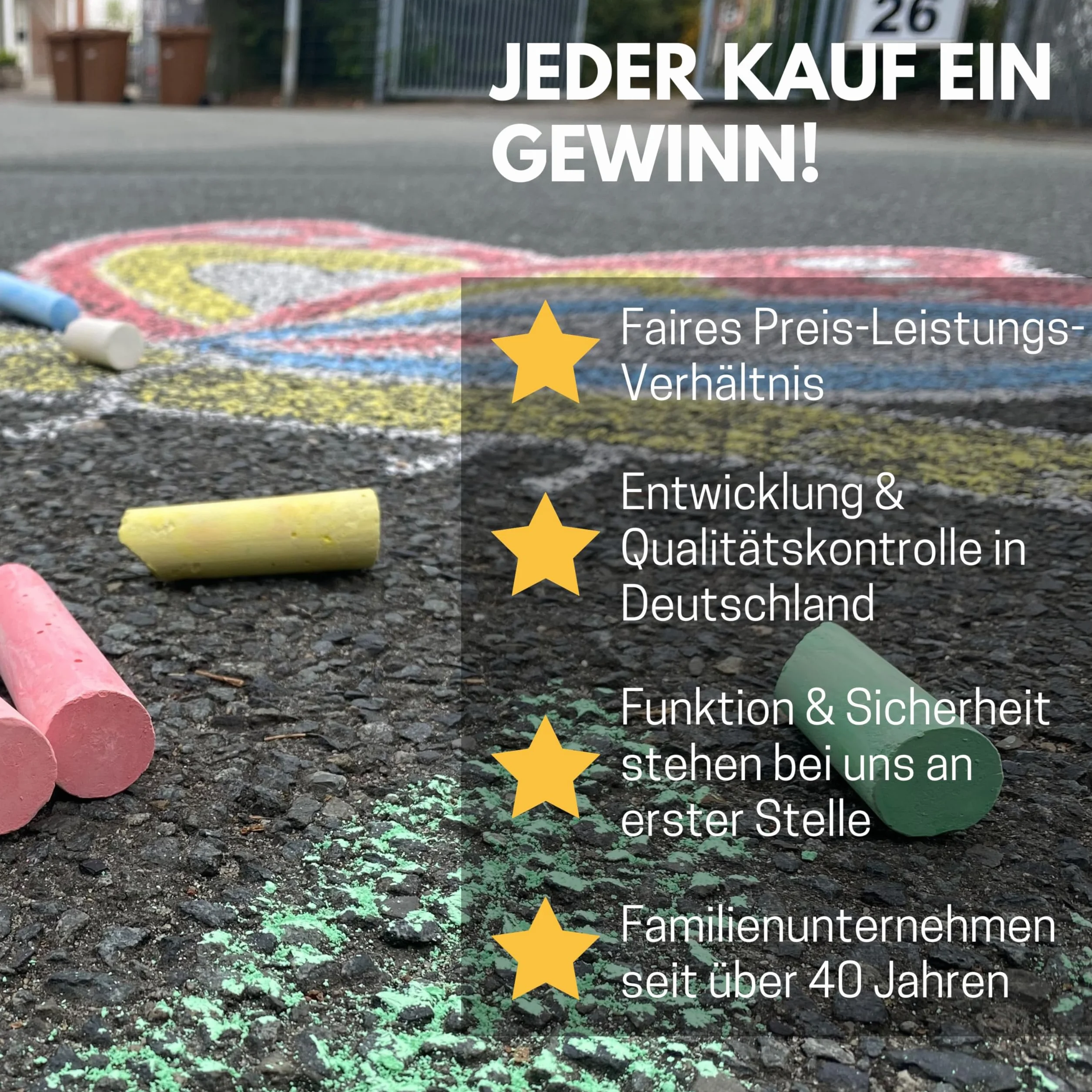 Best Sporting Kreda do malowania ulicznego Jumbo I 5 sztuk | Kreda malarska dla dzieci i dorosłych | Kolorowa kreda w jaskrawych kolorach | idealna na ulice i na podwórko | łatwa w użyciu i