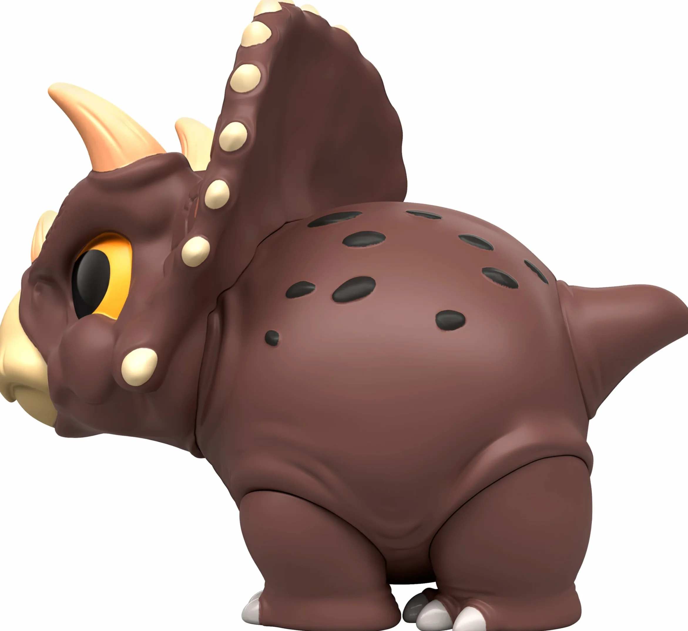 Mattel Jurassic World Bite Club figurka kolekcjonerska, stylizowany dinozaur triceratops chubby około 10,2 cm z akcesoriami, HVB39