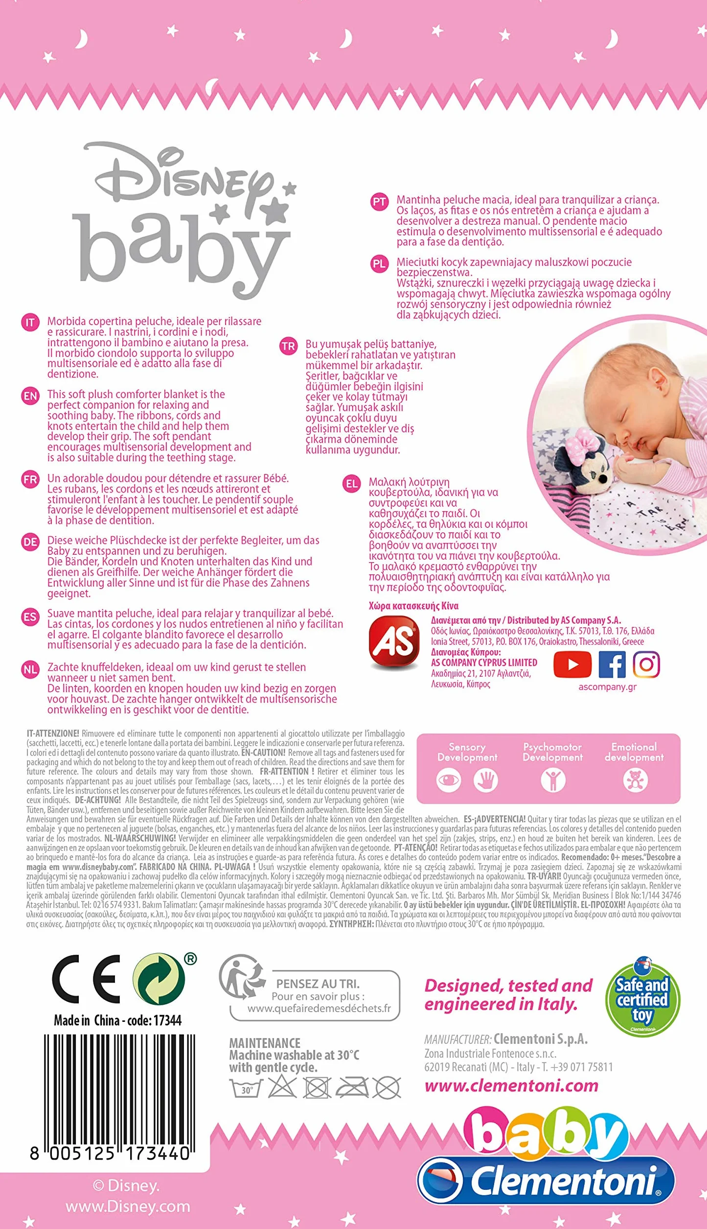 Clementoni Disney Baby Kocyk Mała Minnie 17344 Dla Dzieci Od 0 Miesięcy