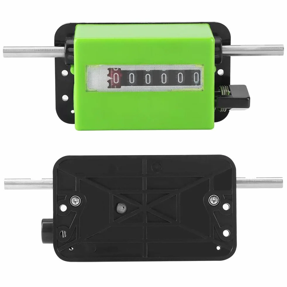 Roller-Type Meter Counter, 6 Cyfr Metrów Rolling Mechaniczny licznik długości z rolkowym kółkiem do pomiaru tekstyliów, druku, sztucznej skóry, zakres licznika: 0-99999.9 metrów