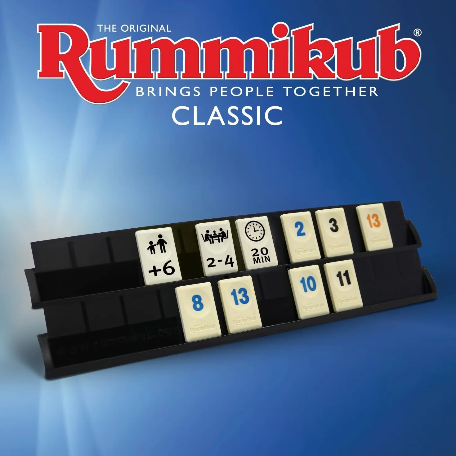 Goliath RUMMIKUB Original Classic, gra planszowa dla dorosłych i dzieci od 6 lat, strategia numeryczna, zabawka edukacyjna dla 2-4 graczy, wspiera logiczne myślenie, wersja wielojęzyczna