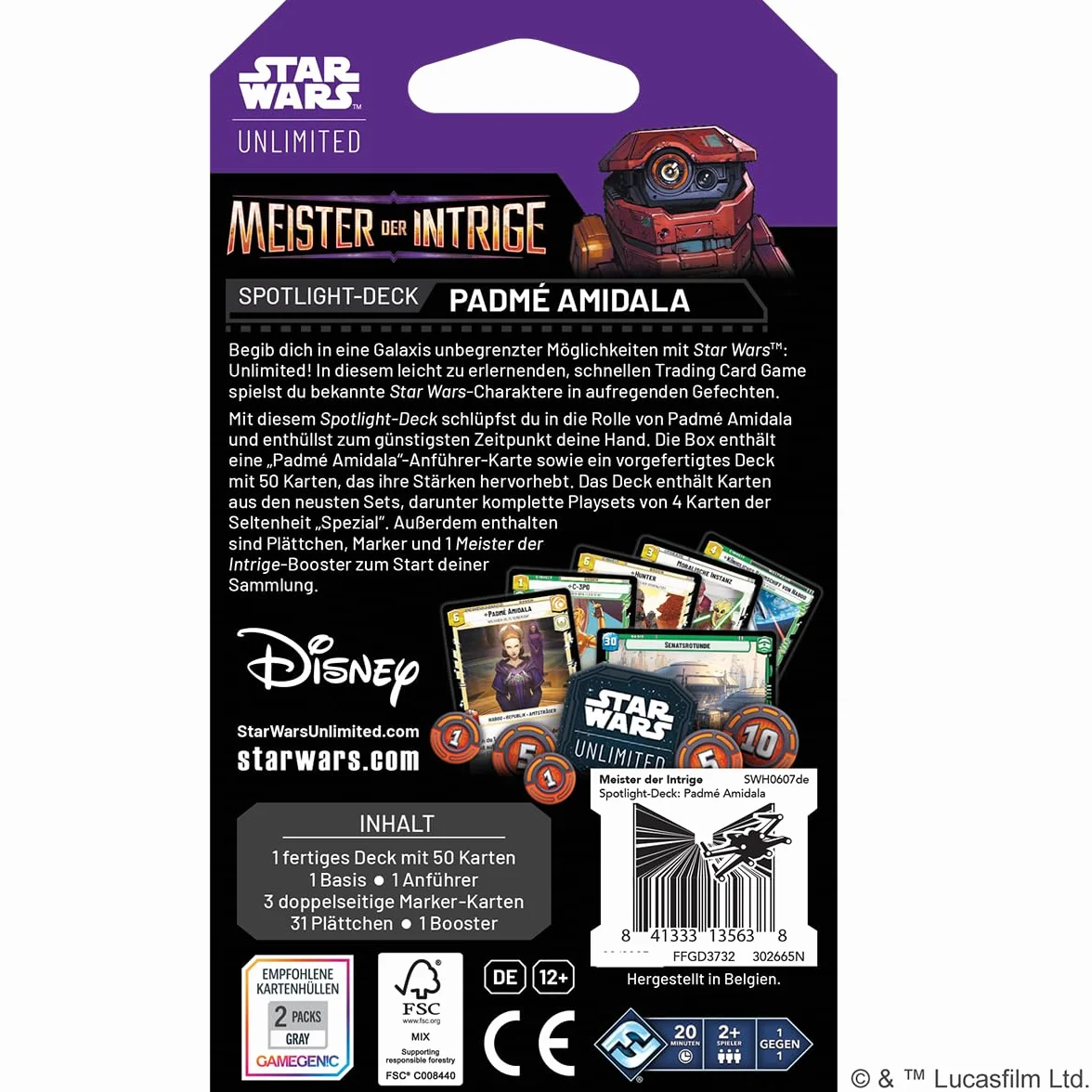Asmodee - FFG - Star Wars: Unlimited Trading Card Game - Mistrz Intrygi - Spotlight Deck Padmé Amidala, ekskluzywne karty, TCG dla dzieci i dorosłych, wiek 12+, 2+ graczy, 20 minut, niemiecki