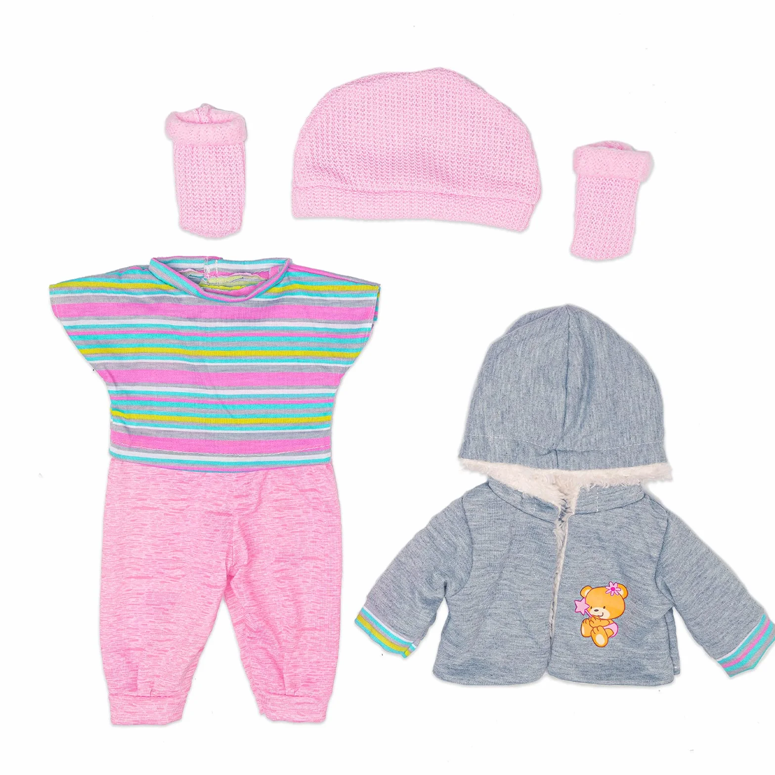 Ubrania lalki 36-43 cm New Born Baby lalki, w tym koszula, płaszcz, kapelusz, skarpetki (bez lalki)