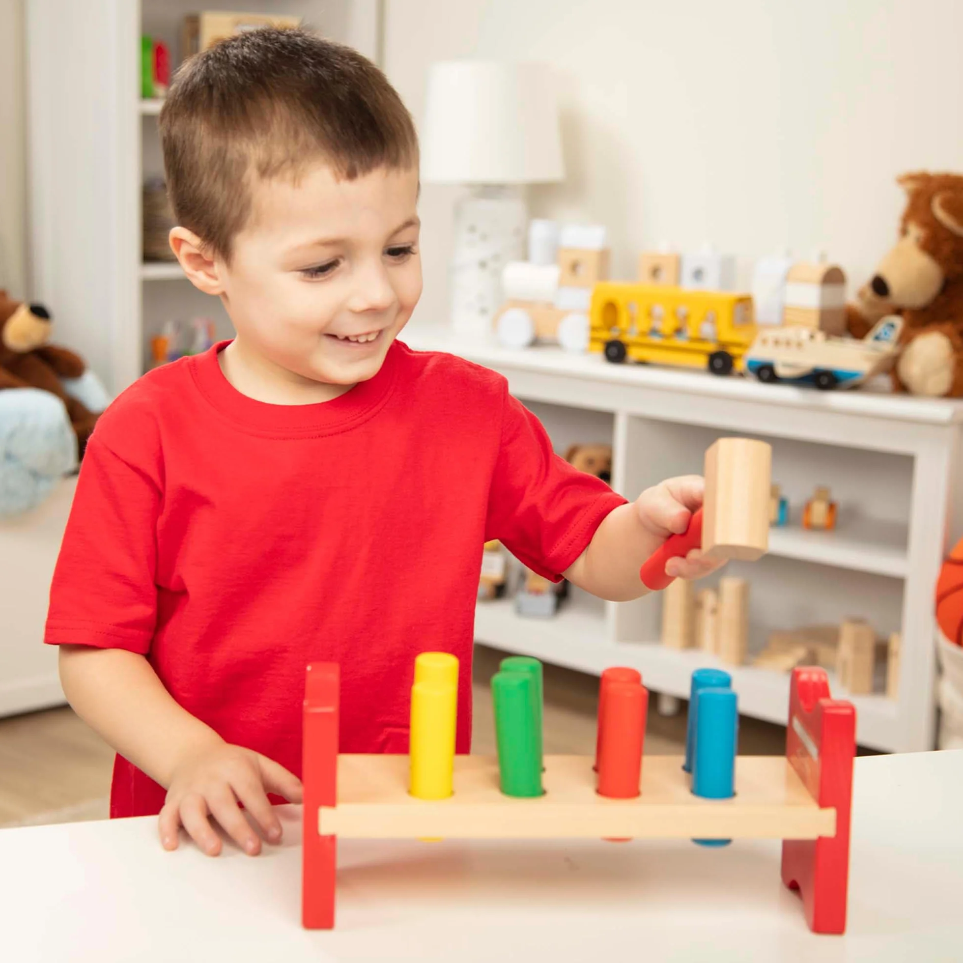 Melissa & Doug Deluxe drewniana zabawka Pound-A-Peg z młotem - certyfikat FSC