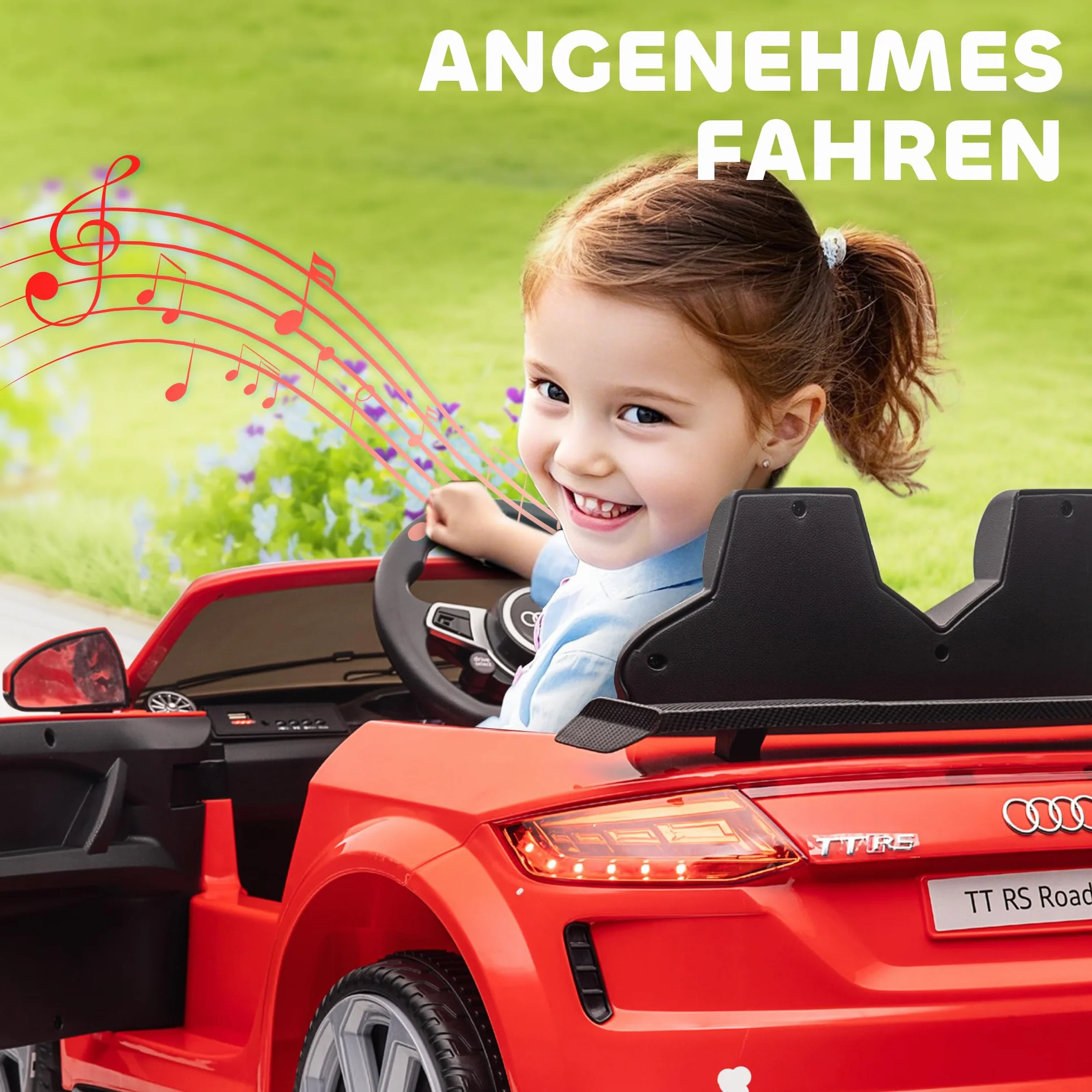 Auto elektryczne dla dzieci, zdalne sterowanie, MP3, czerwone